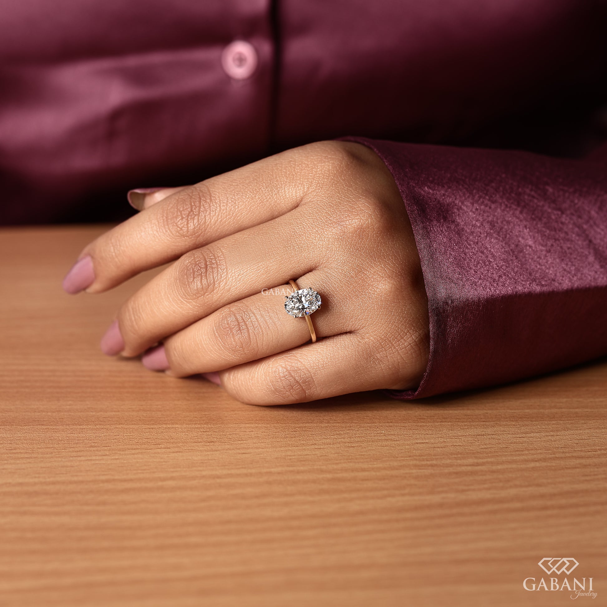 oval cut lab grown diamond ring in yellow gold ideal for engagement or promise