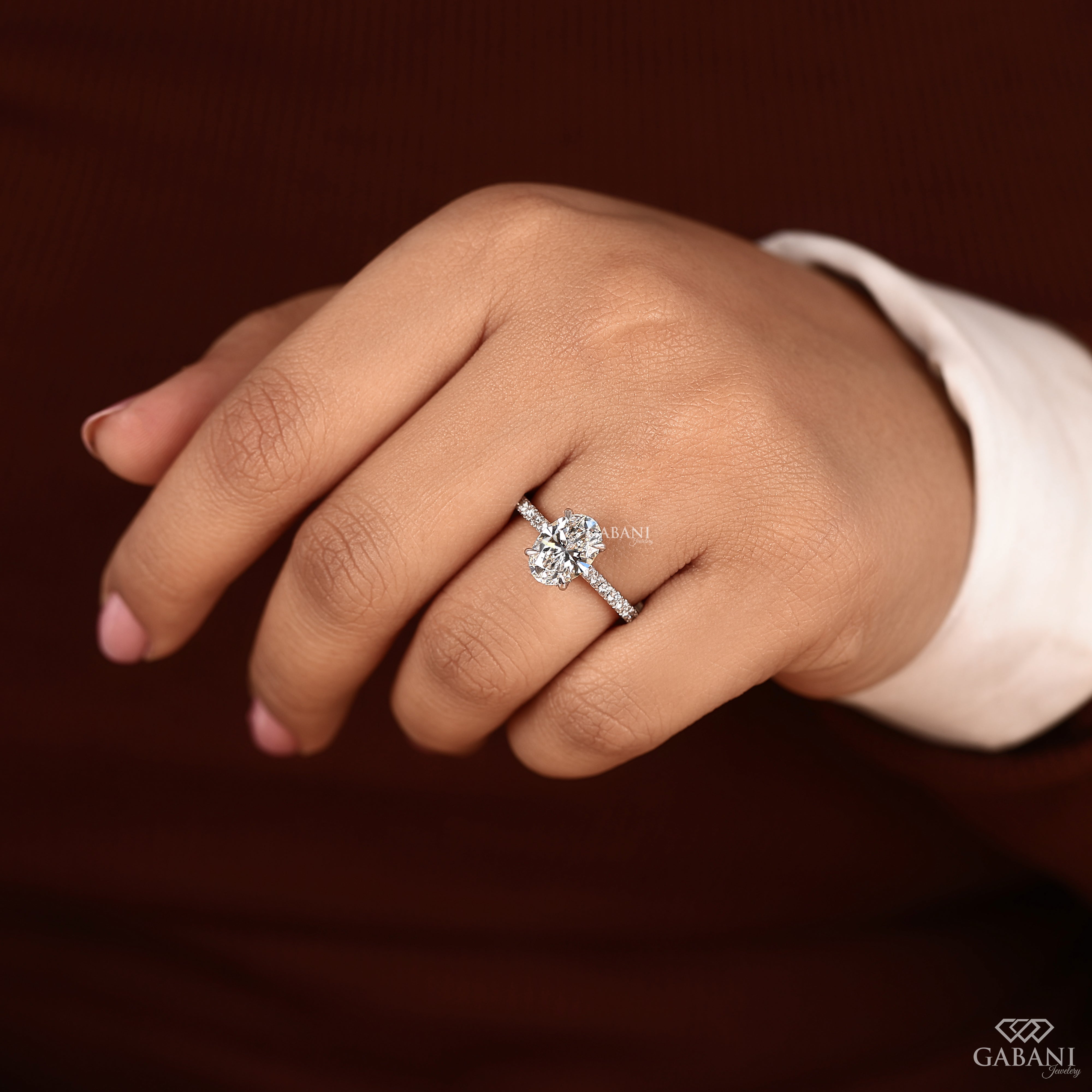 IGI certified oval lab grown diamond engagement ring