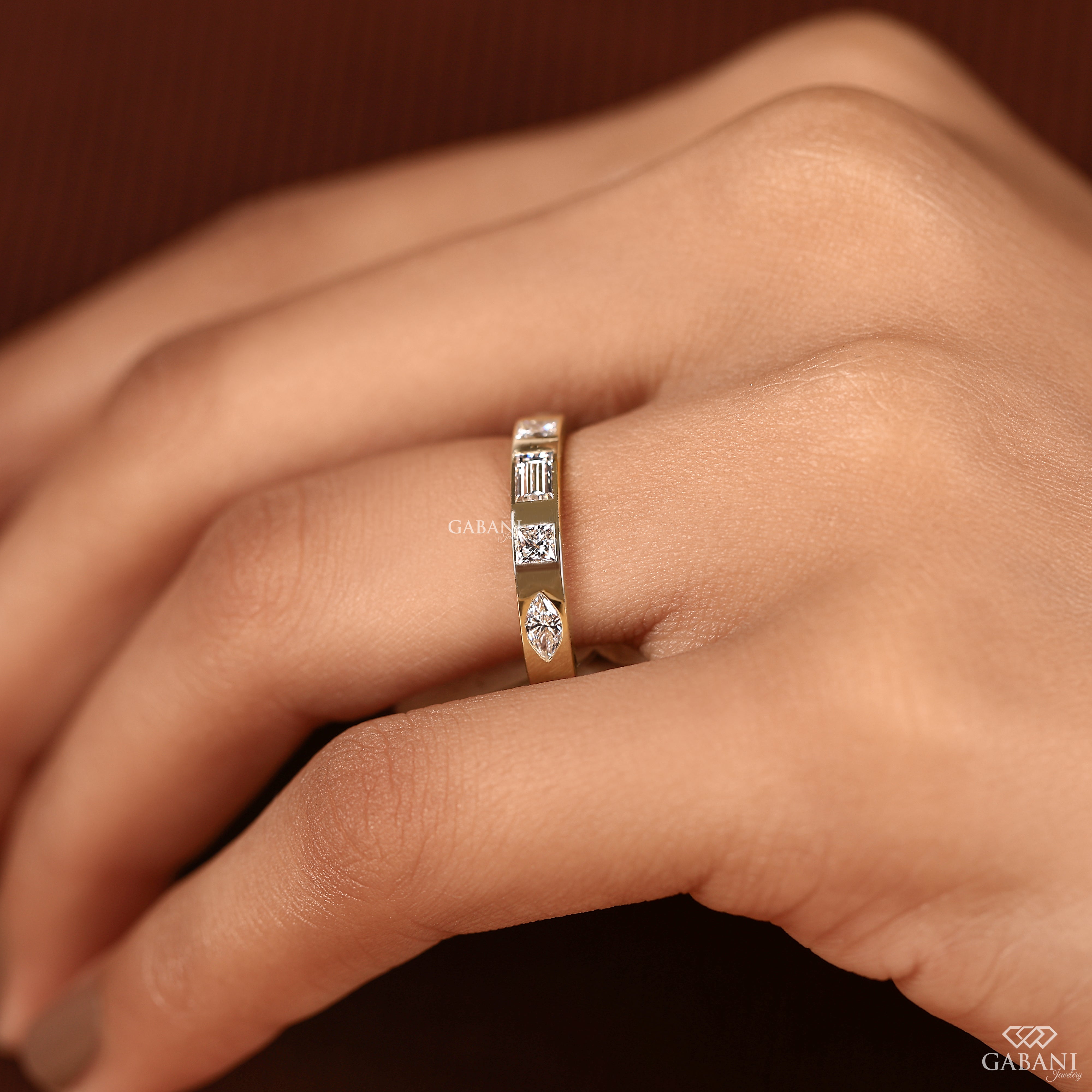 14k Gold Flush set Diamond Wedding For Women