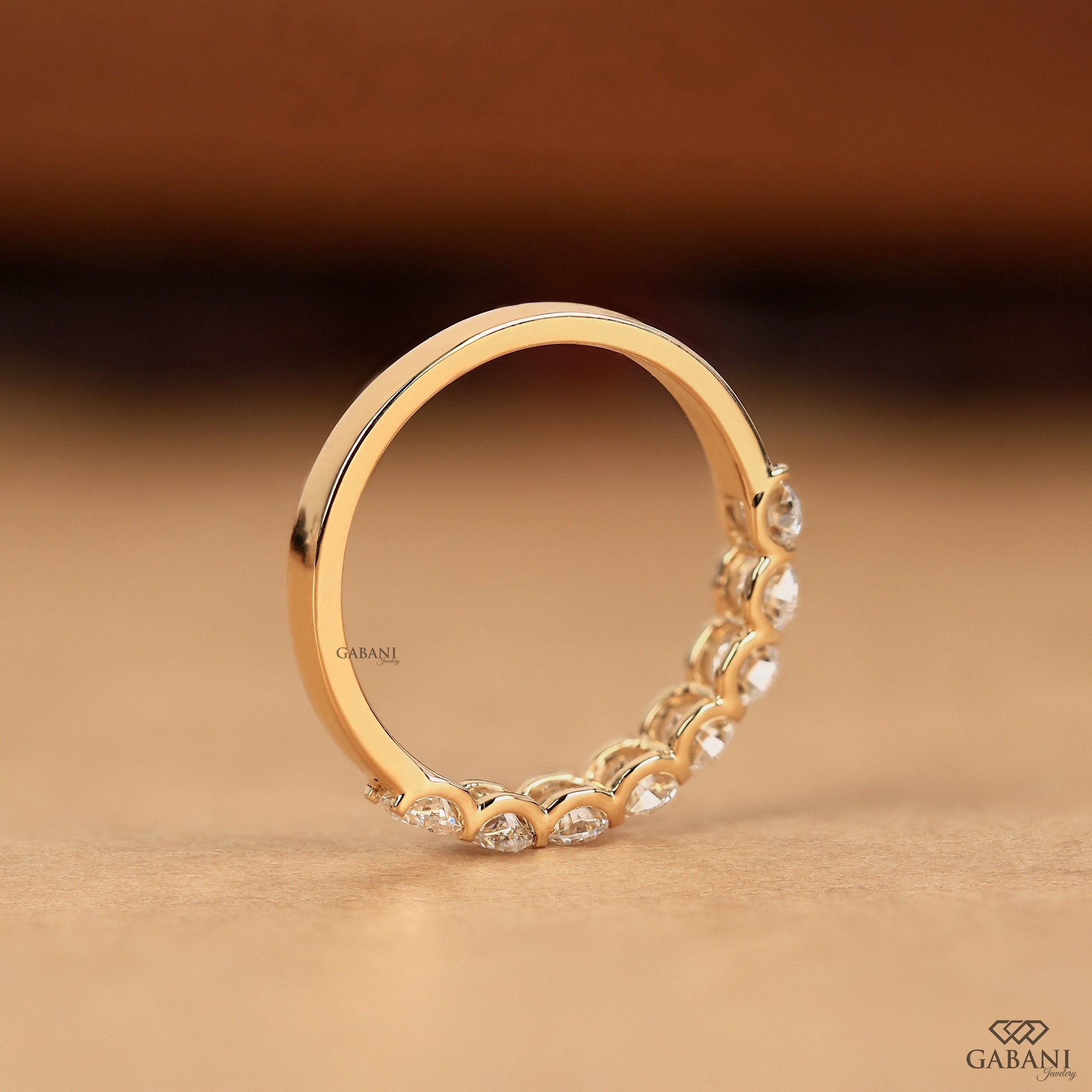 oval lab diamond wedding band with clean half eternity layout
