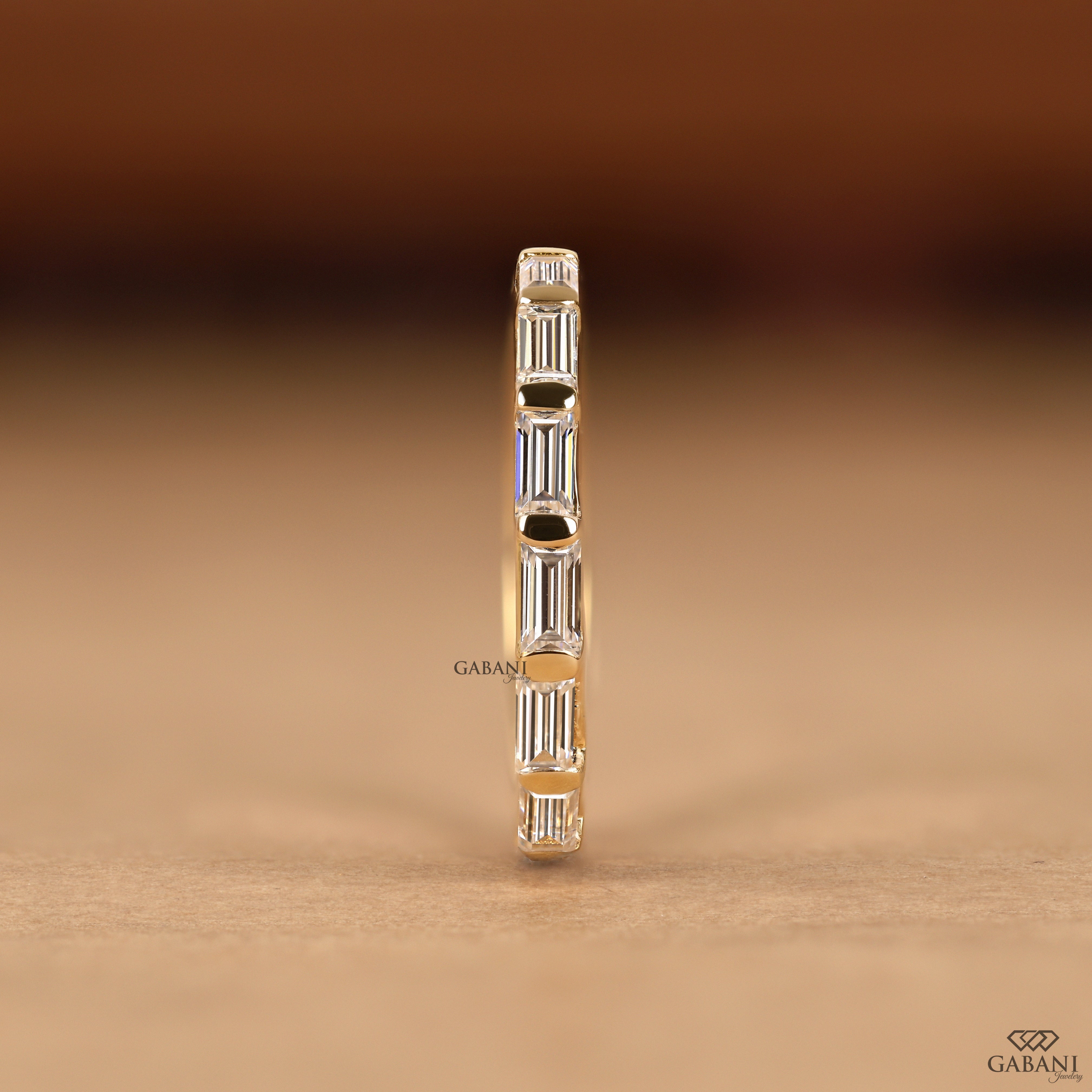 Comfort fit baguette diamond band for engagement ring