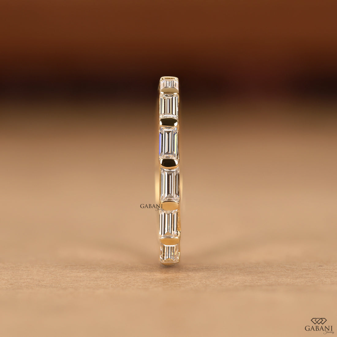 Comfort fit baguette diamond band for engagement ring