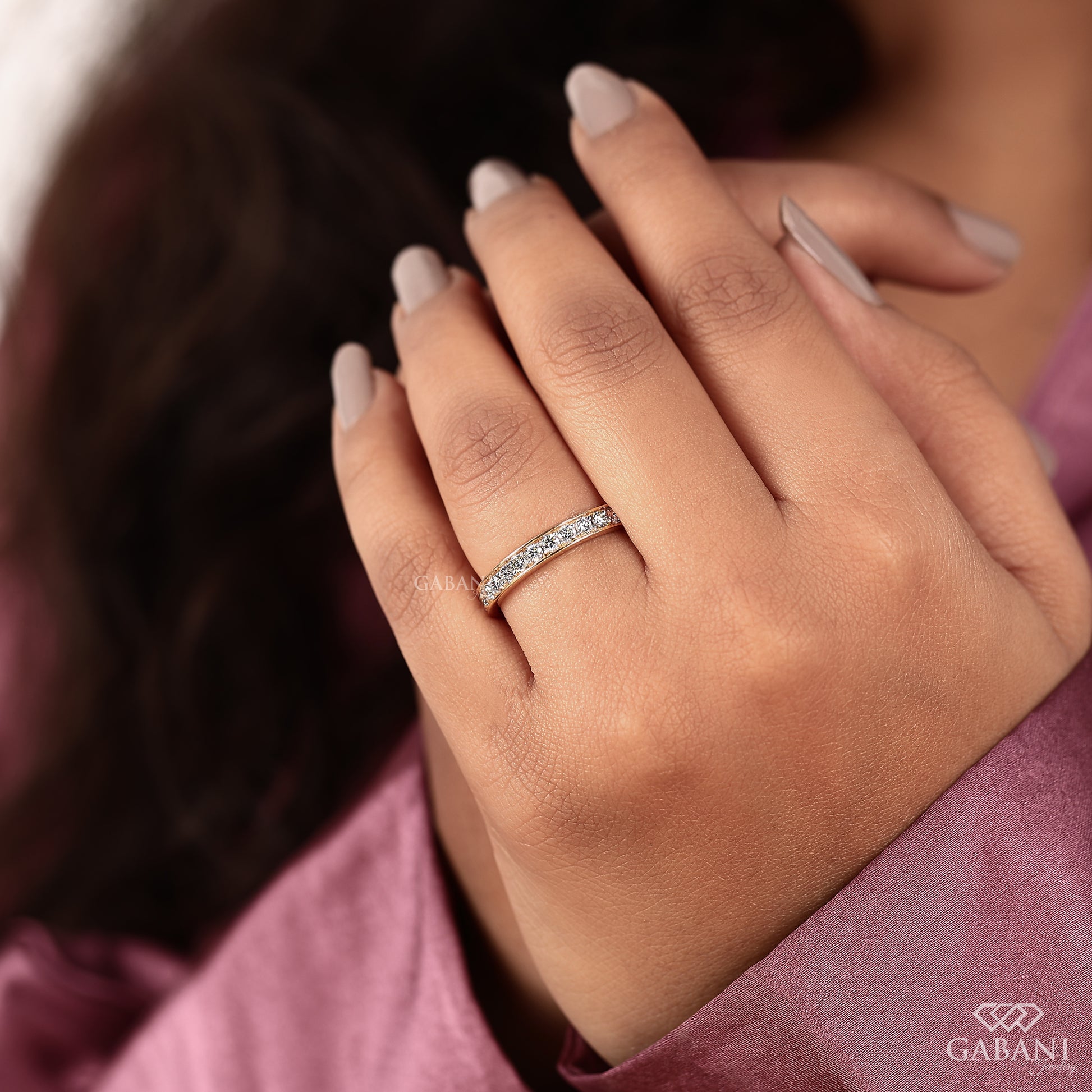 women’s round cut lab diamond eternity wedding ring