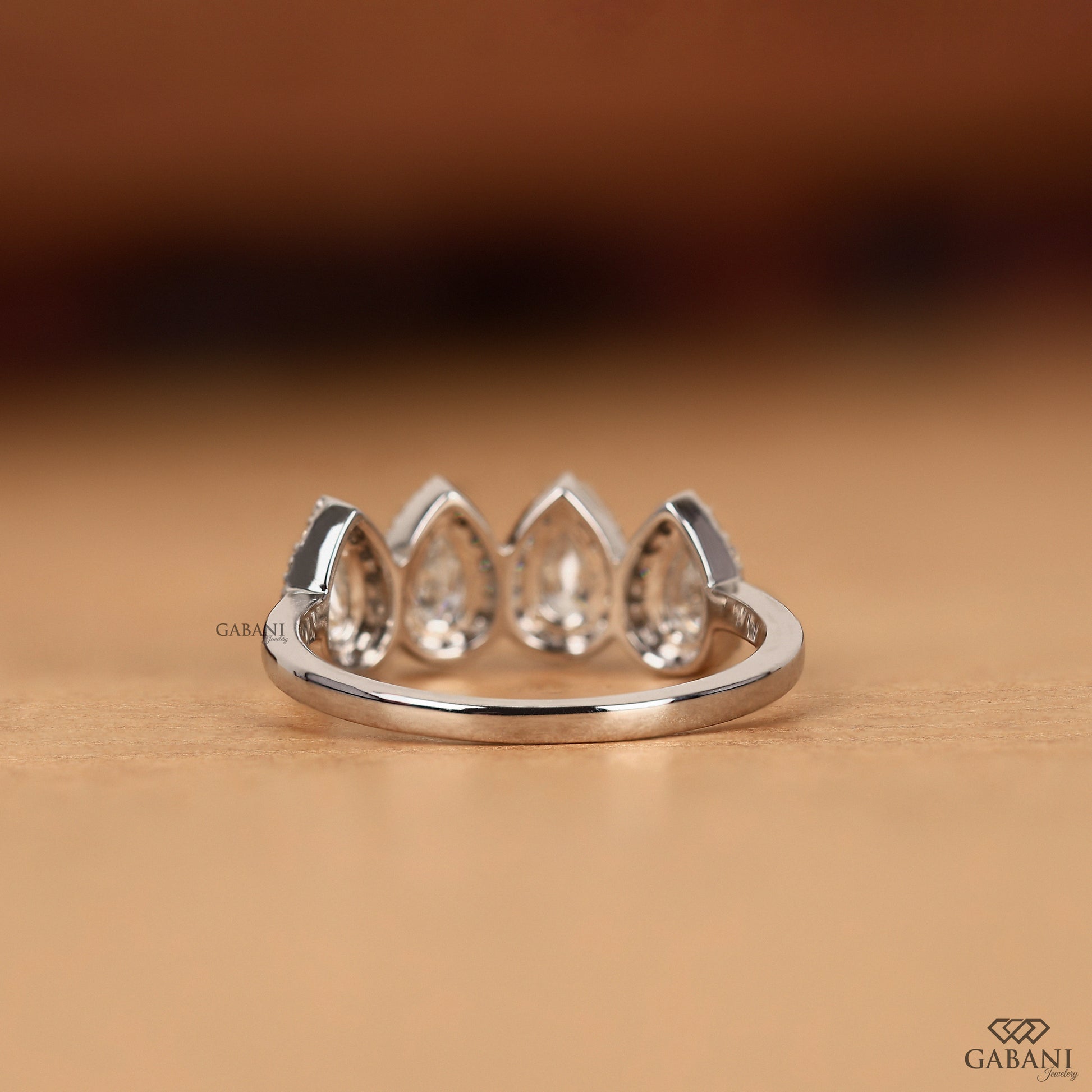 handmade pear diamond band with lab grown diamonds