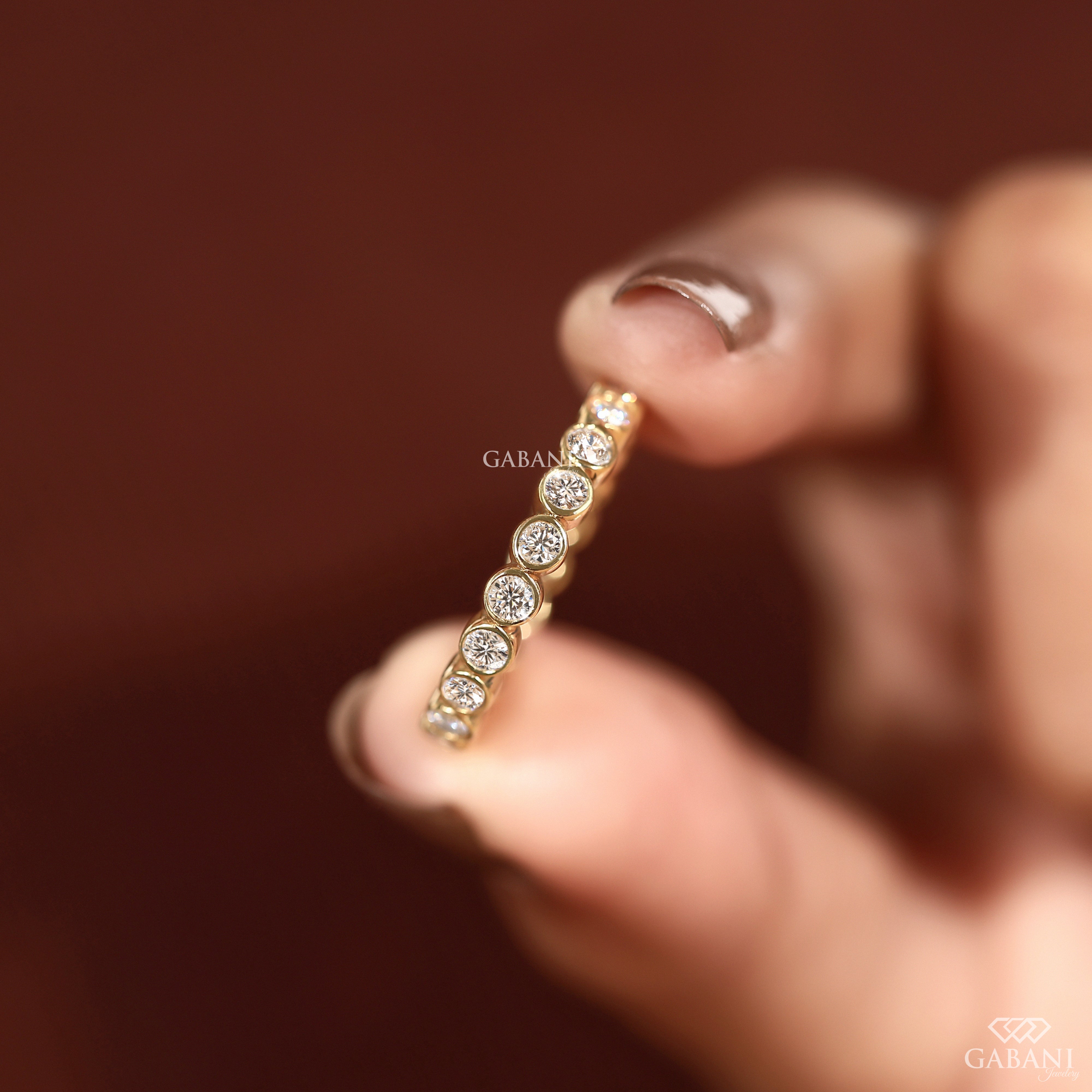 Round lab grown diamond eternity wedding band