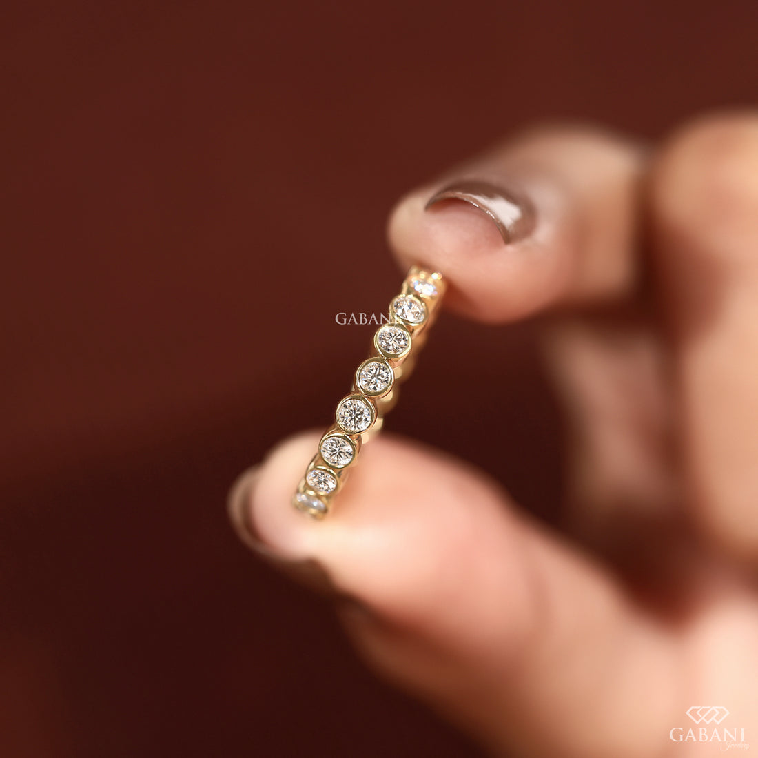Round lab grown diamond eternity wedding band