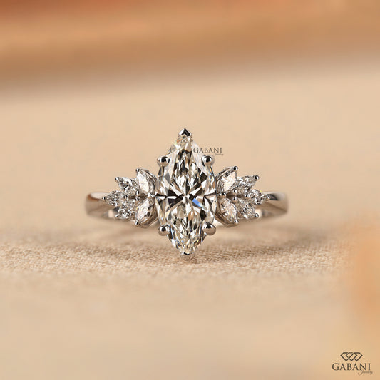 GABANI JEWELRY white gold engagement ring featuring marquise lab grown diamond