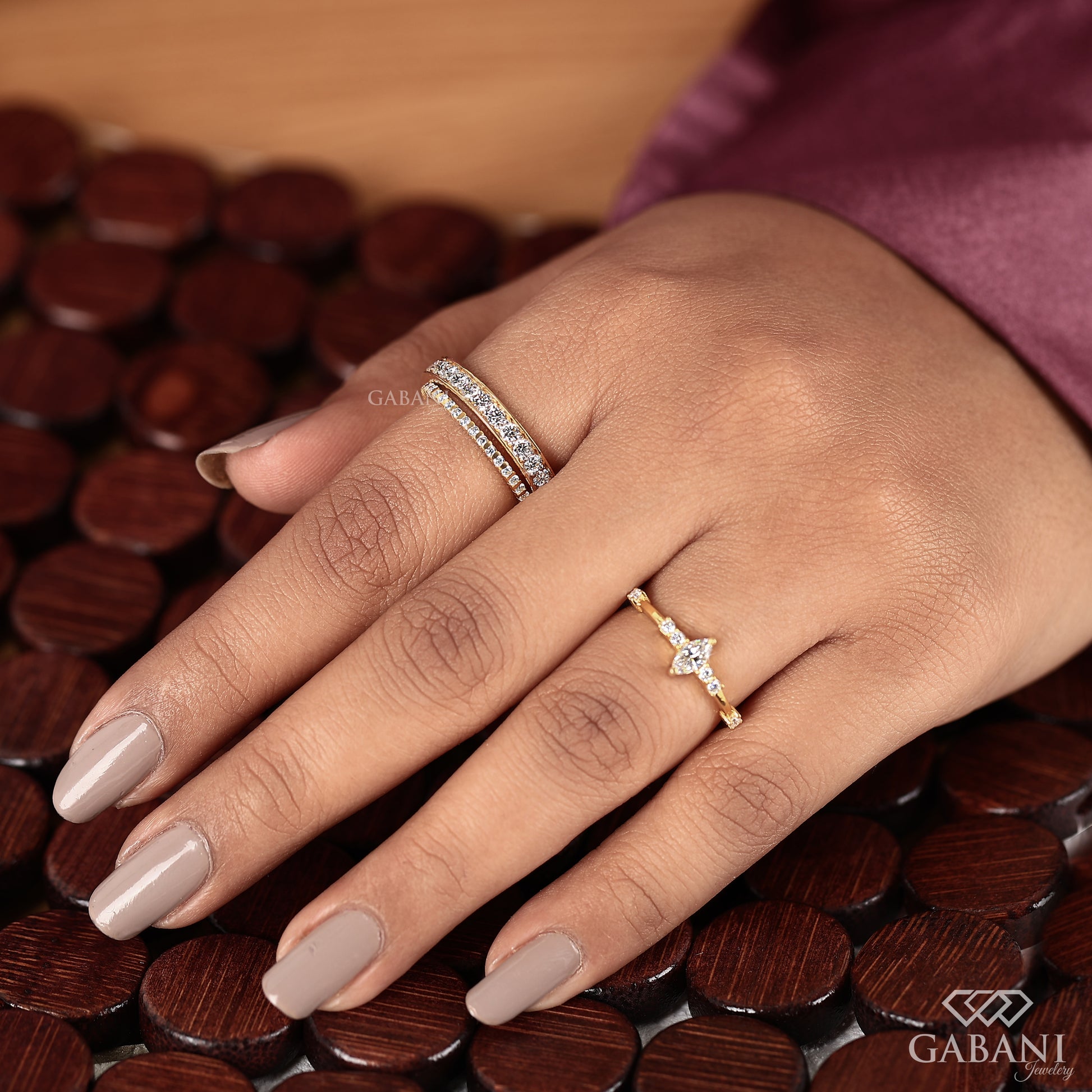 yellow gold anniversary band with continuous round diamonds