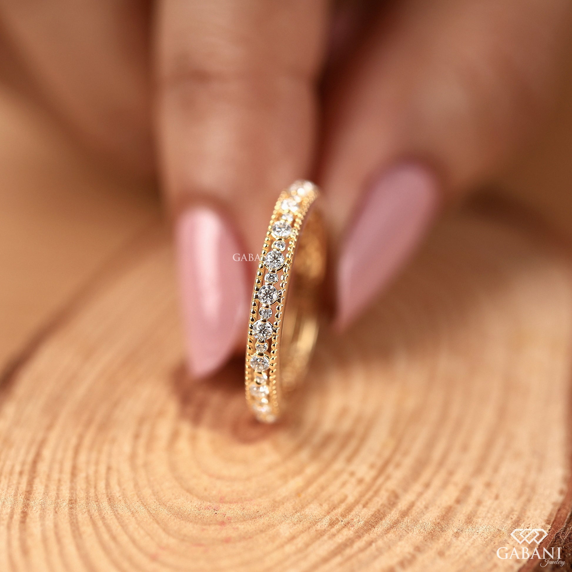 art deco lab grown diamond matching band