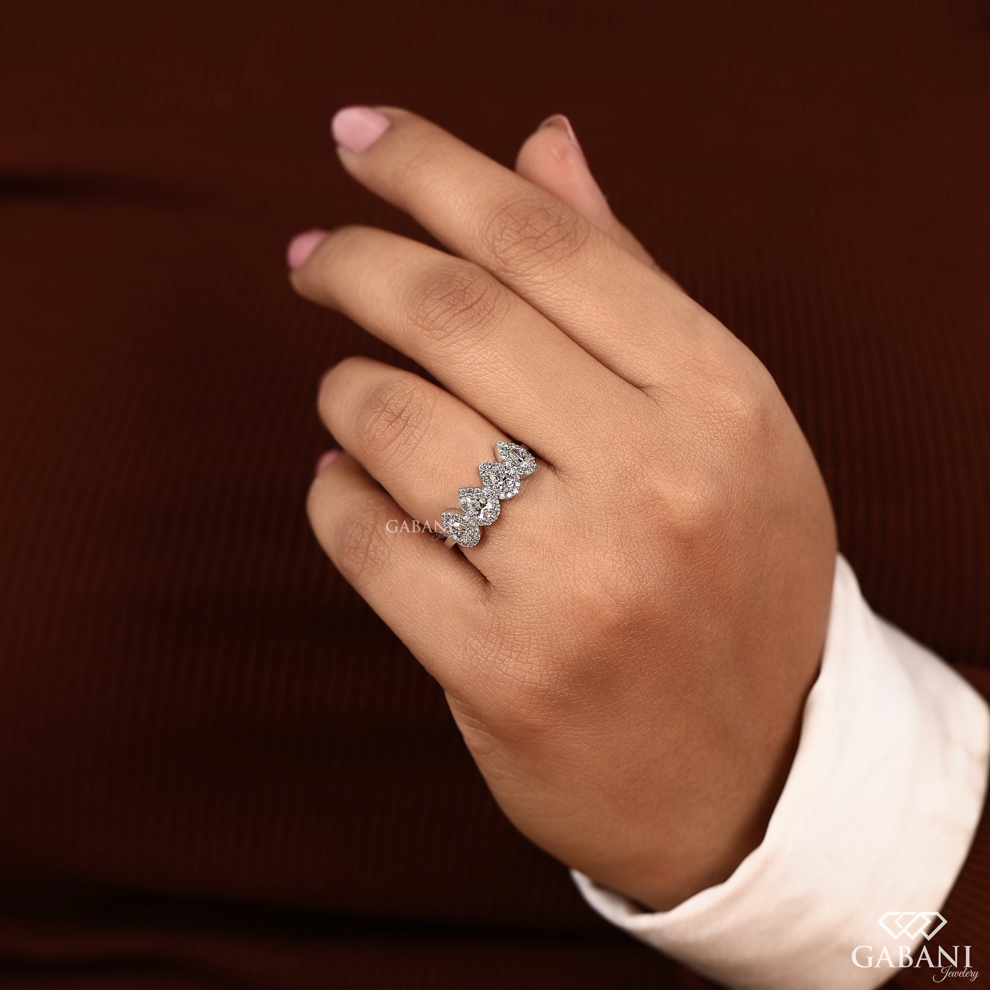 white gold pear diamond comfort fit wedding band