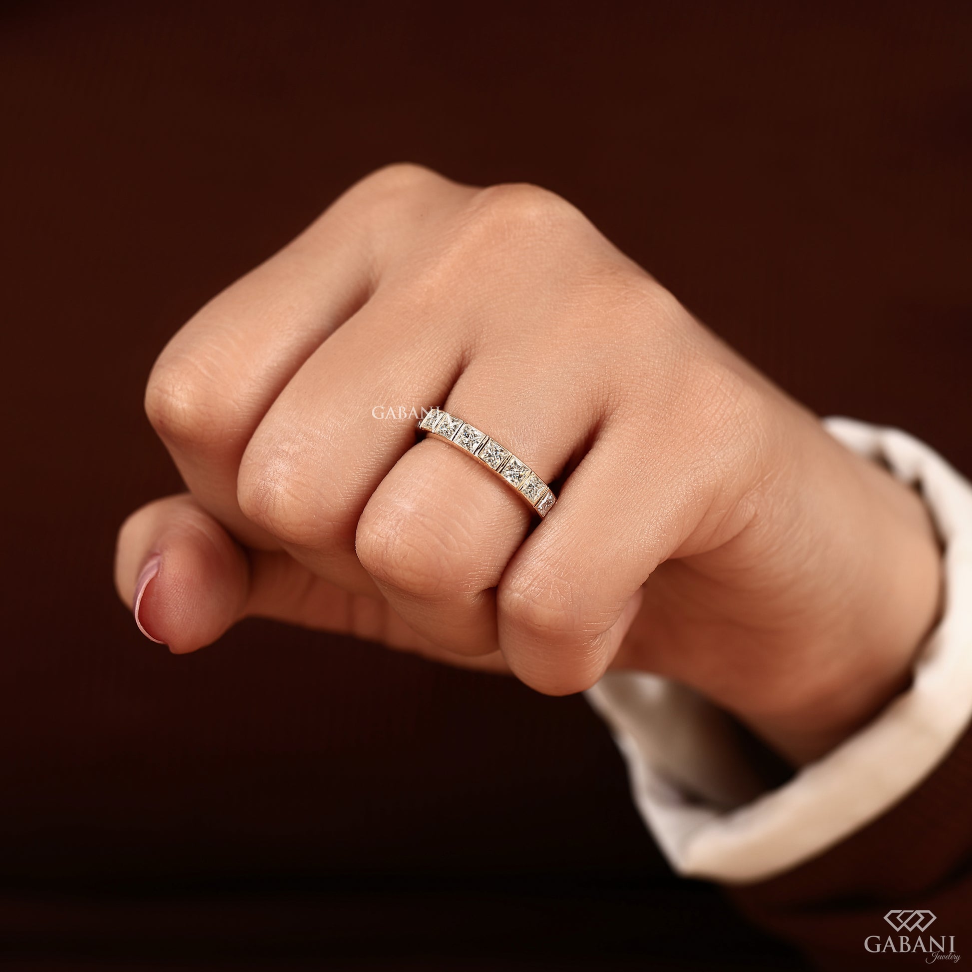 Gabani Jewelry thick band lab grown diamond wedding ring for women