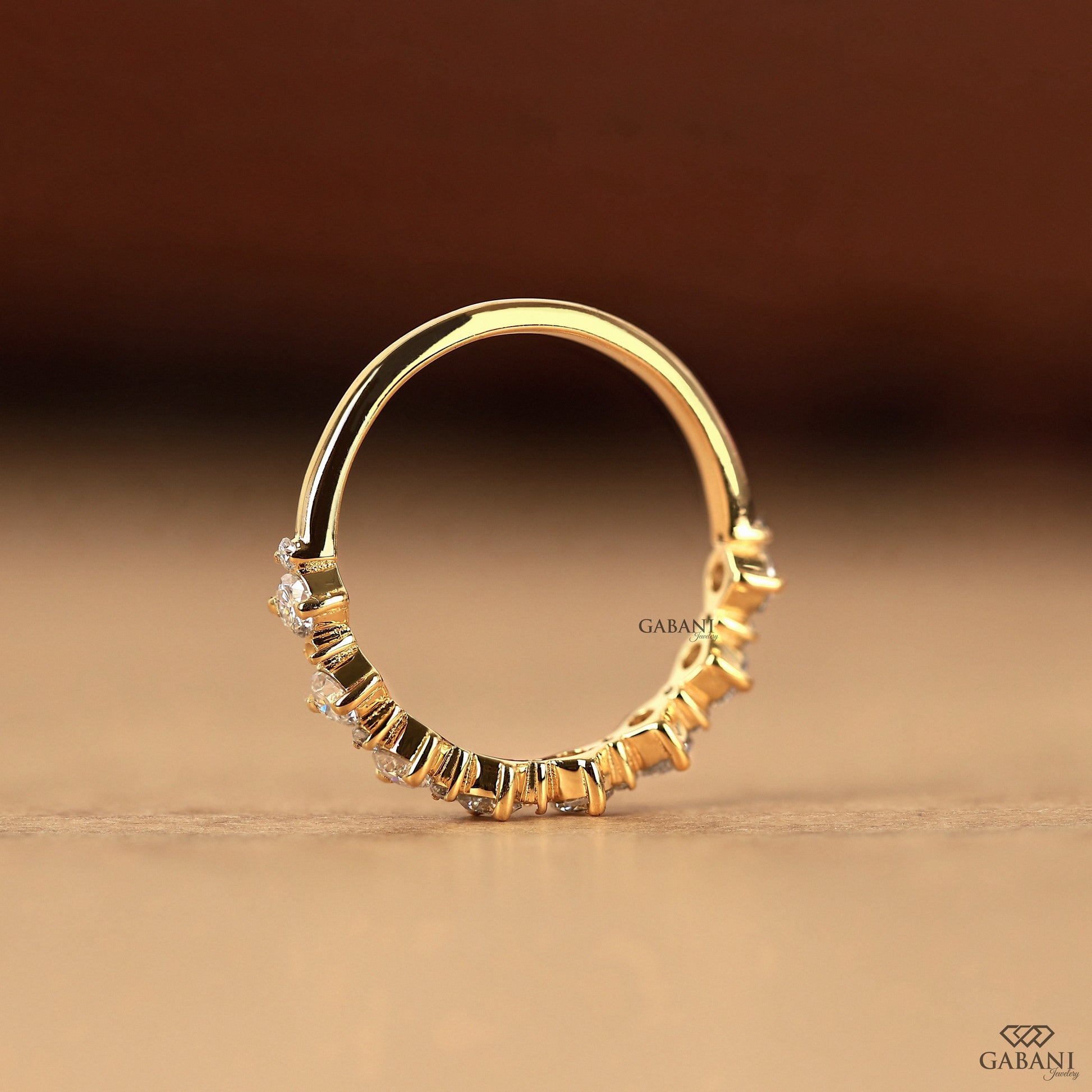 Comfort fit anniversary ring with lab diamonds in yellow gold