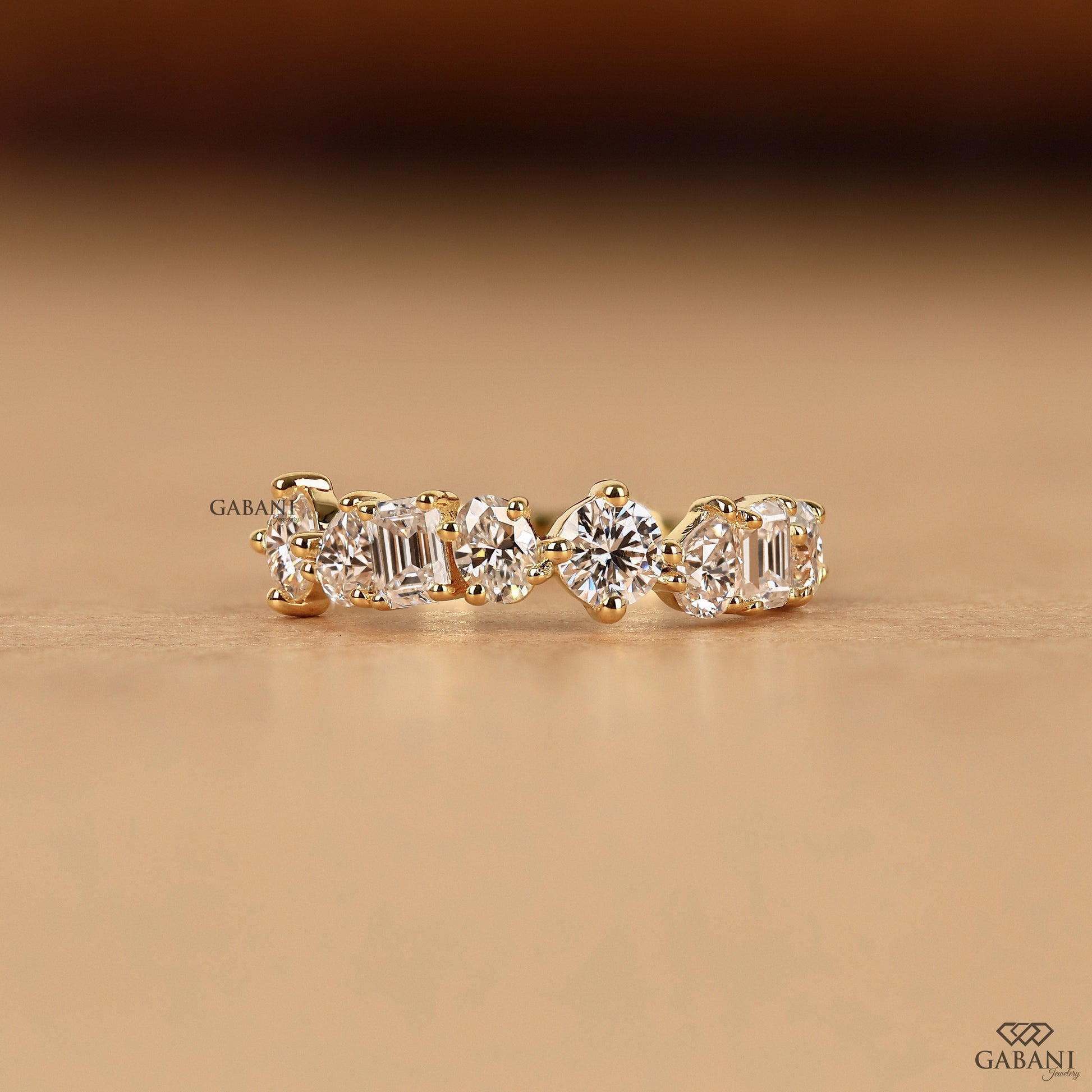 gabanijewelry multi shape lab diamond half eternity band