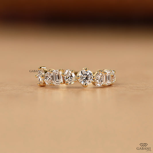 gabanijewelry multi shape lab diamond half eternity band
