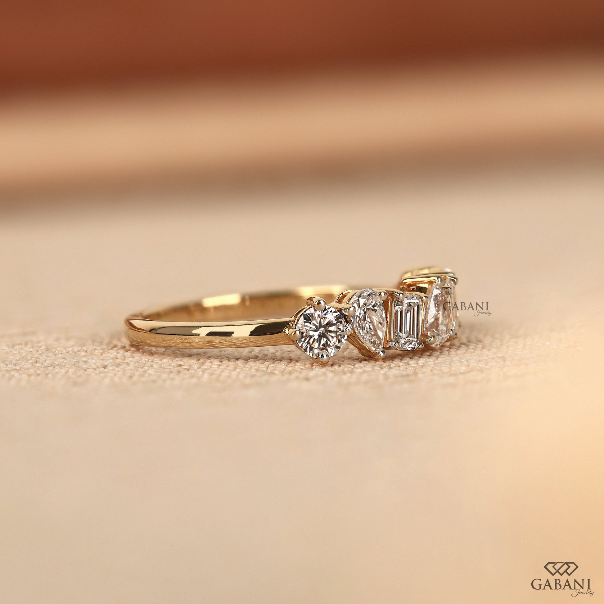 Modern classic lab grown diamond wedding band in yellow gold