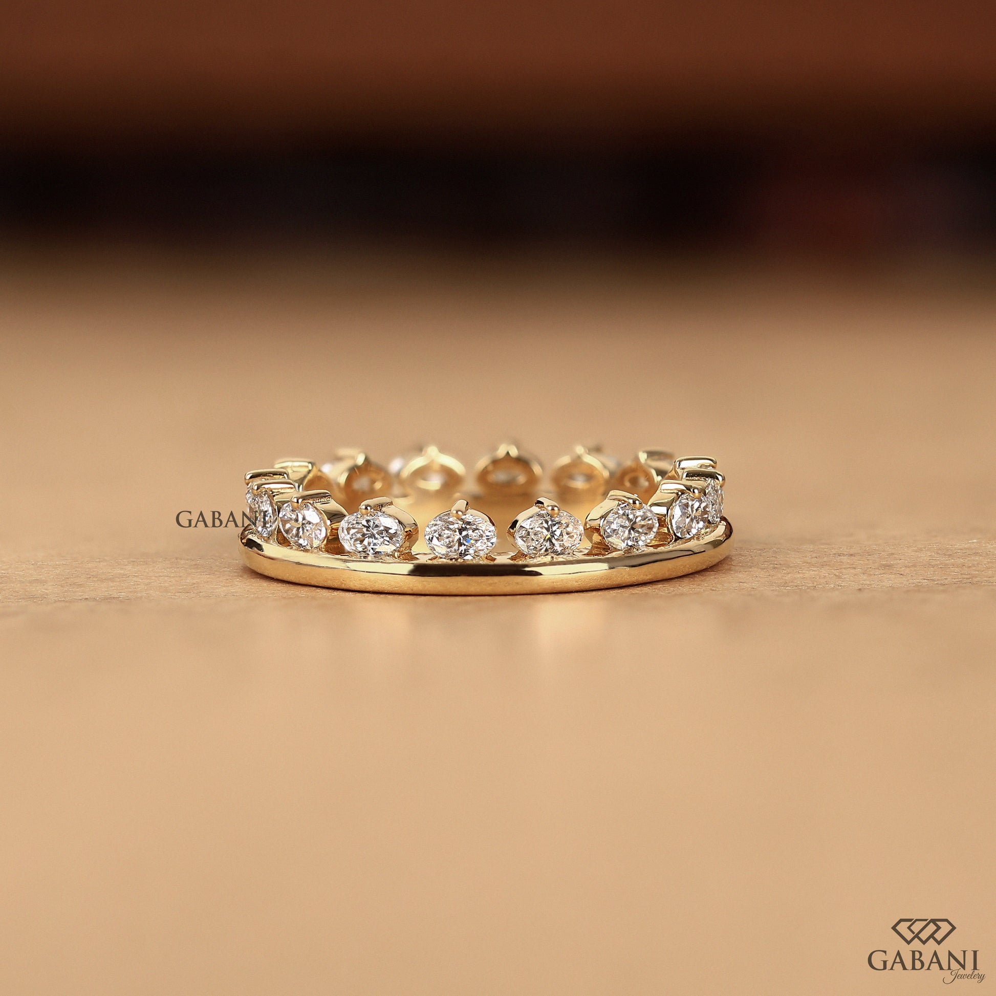 Handmade east west oval diamond anniversary band