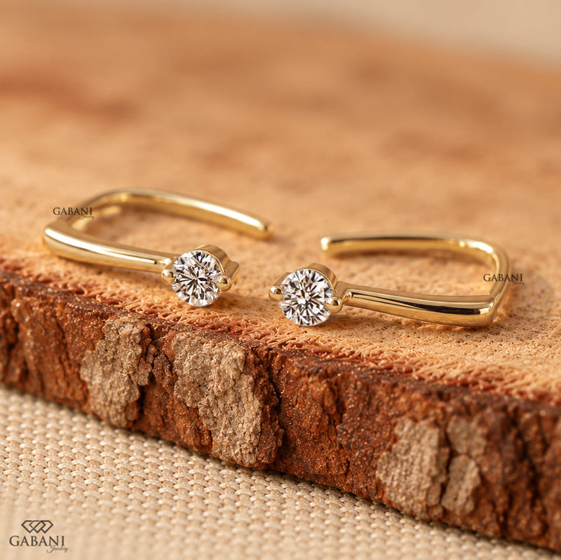 Round Lab Grown Diamond Hook Drop Earrings for Women