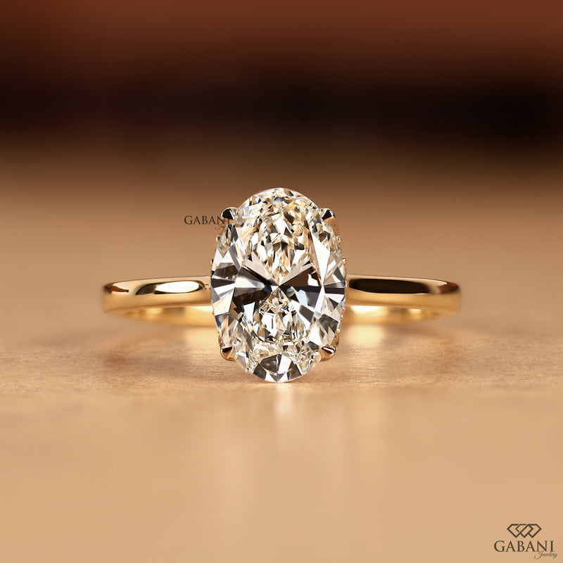 Oval Diamond Ring - Lab Grown Diamond Hidden Halo Ring