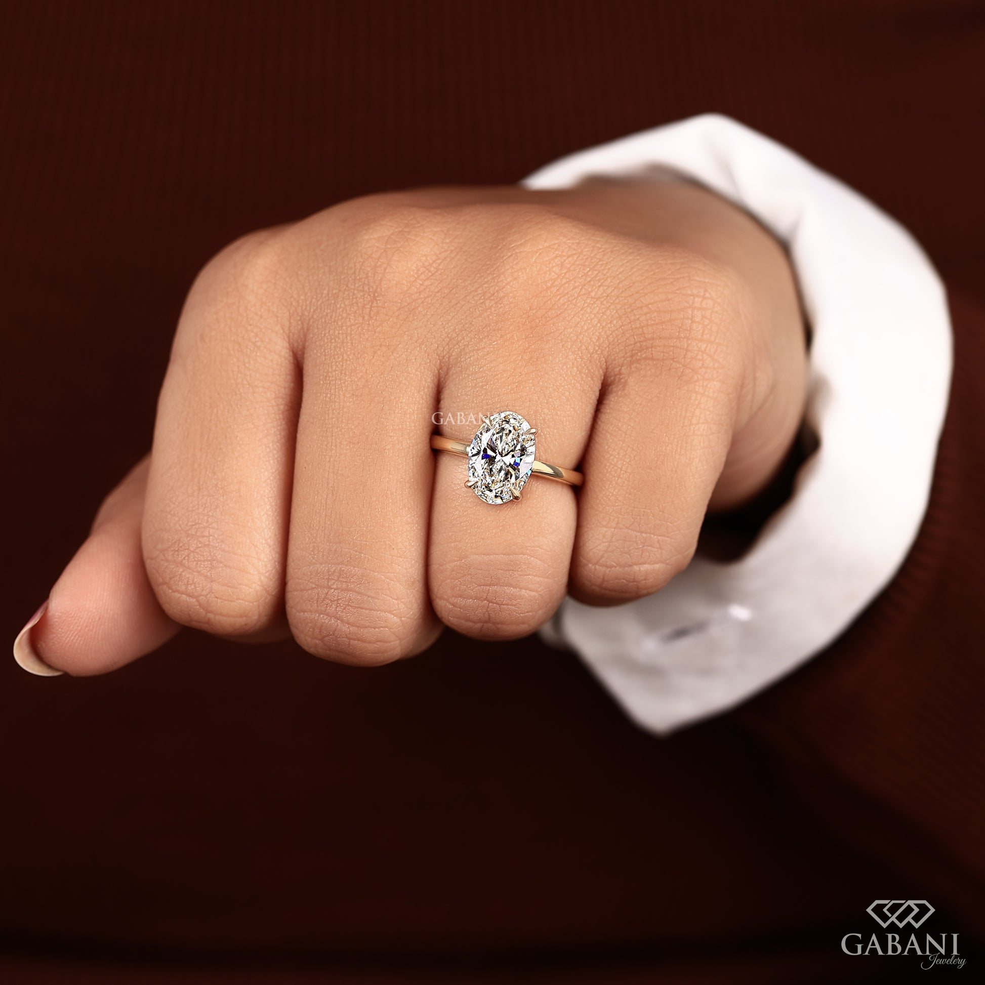 handmade oval cut lab diamond solitaire ring
