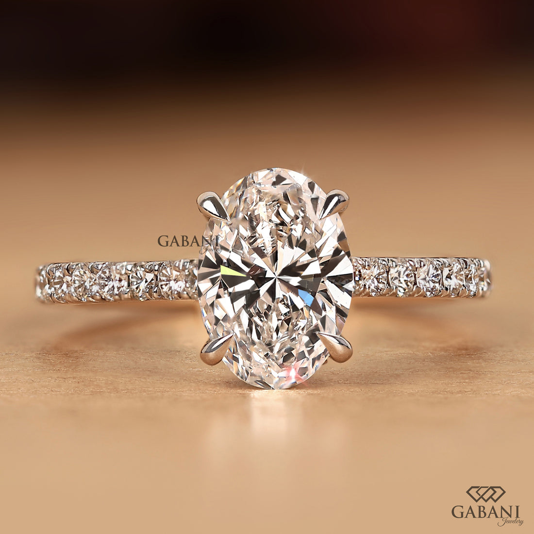 Oval cut lab grown diamond solitaire engagement ring