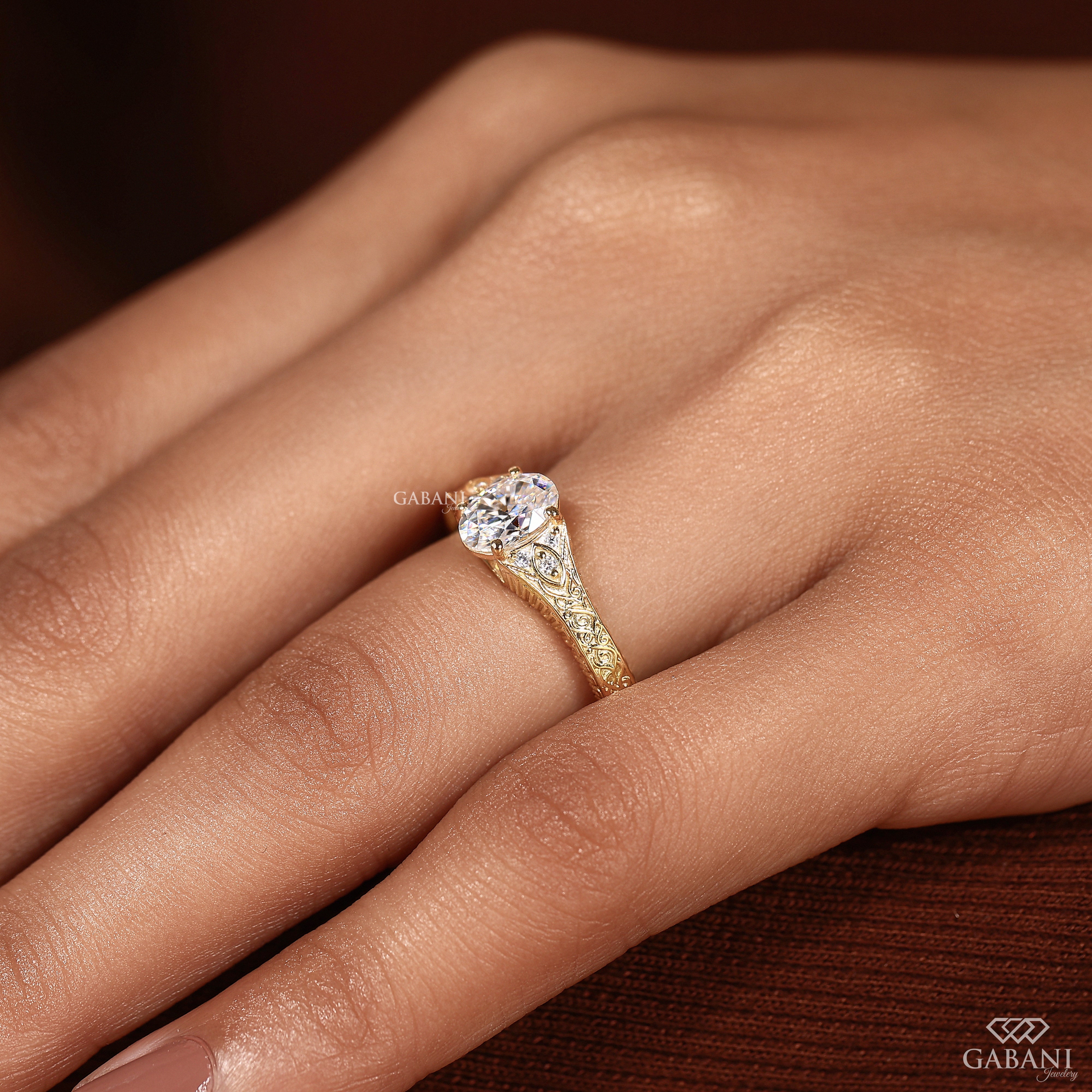 Lab grown diamond oval cut engagement ring