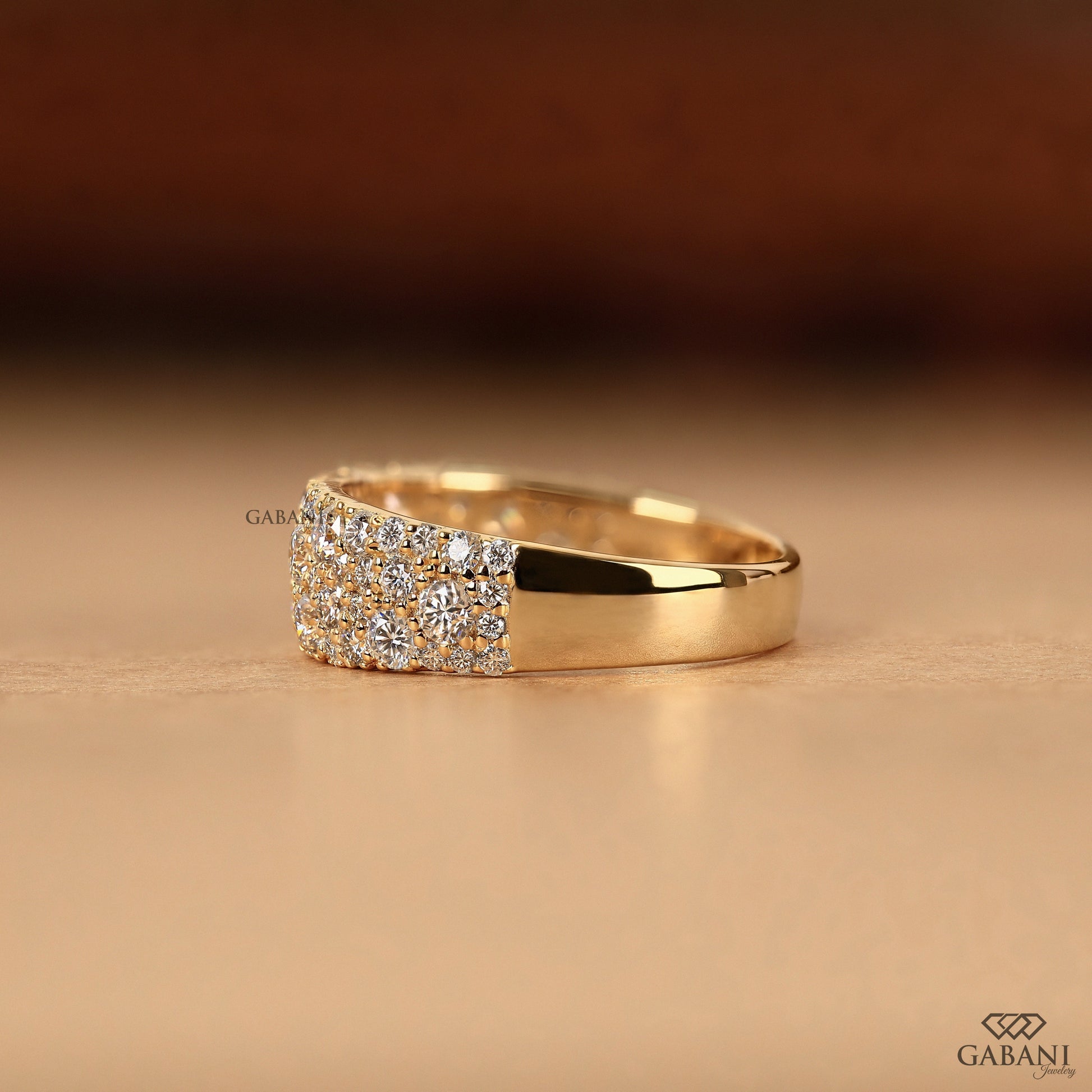 gabani jewelry round lab diamond anniversary band in wide gold style