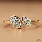 Toi et Moi Engagement Ring - Bezel set Pear cut Diamonds