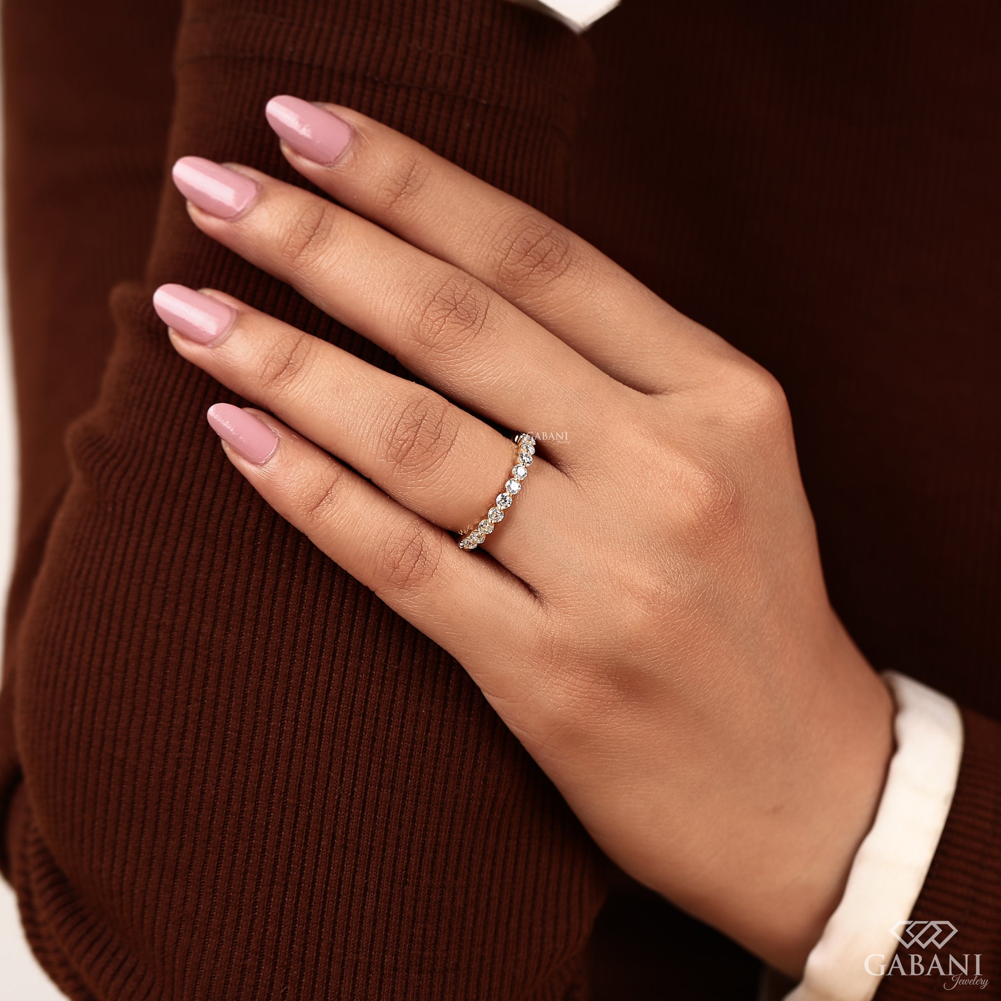 gabani jewelry stackable round diamond wedding band