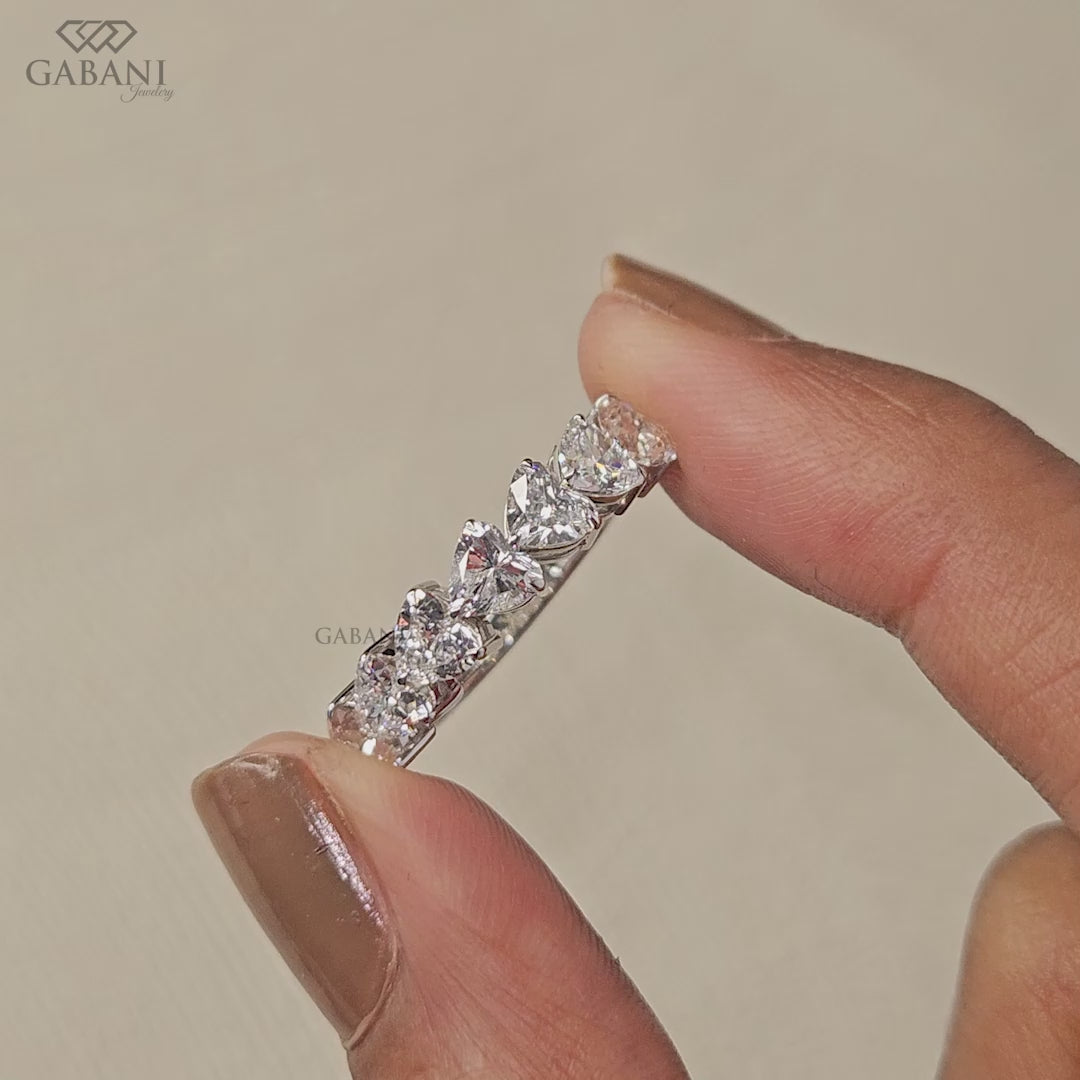 Heart Shaped Lab Grown Diamond Half Eternity Wedding Band
