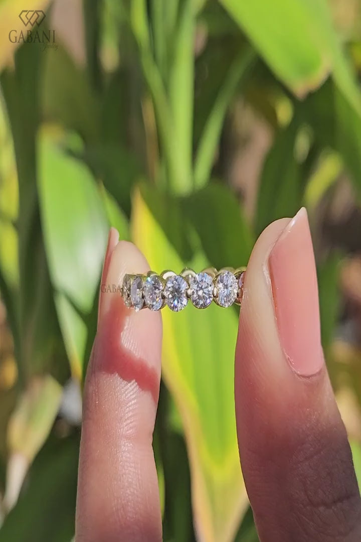 Round Cut Lab Diamond Eternity Wedding Band