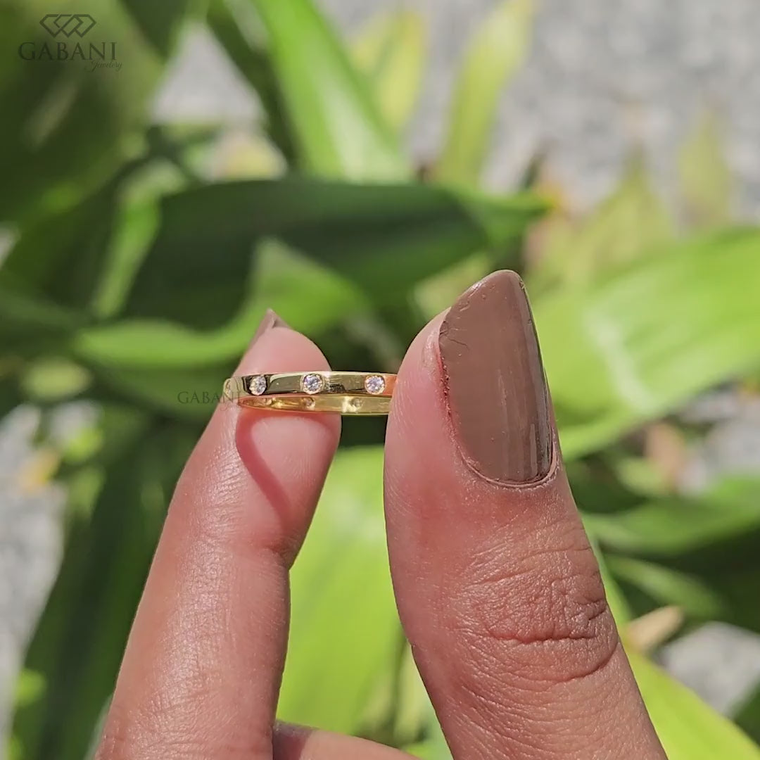 Round Lab Grown Diamond Flush Set Eternity Band, Minimalist Wedding Band