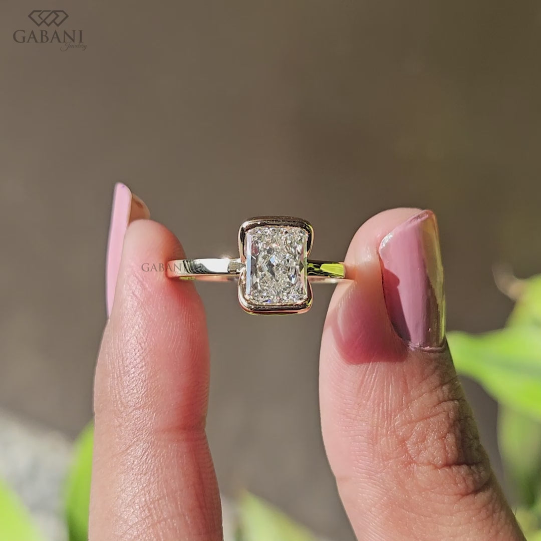 Radiant cut Lab Grown Diamond Solitaire Ring, Engagement Ring