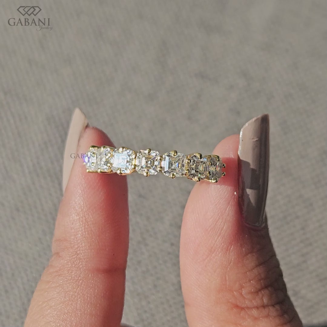 Gabani Jewelry compass set Asscher diamond band