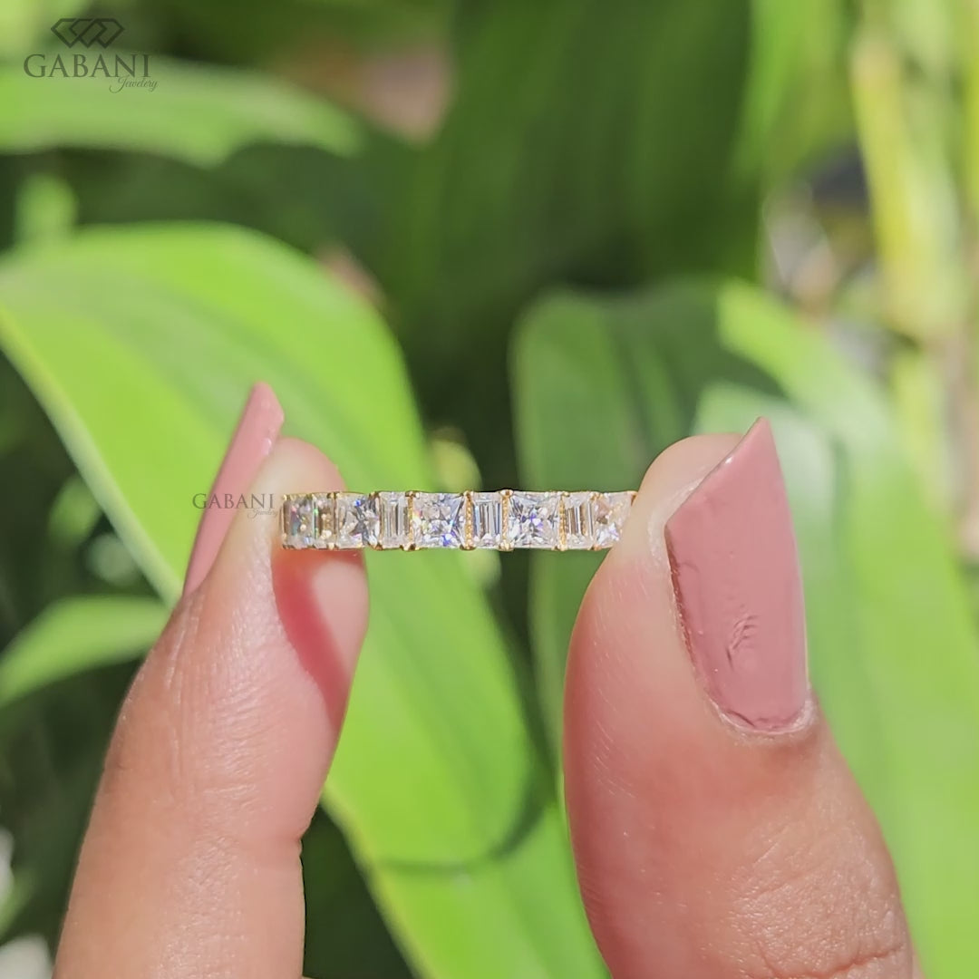 Princess and Baguette cut Lab Grown Diamond Wedding Band