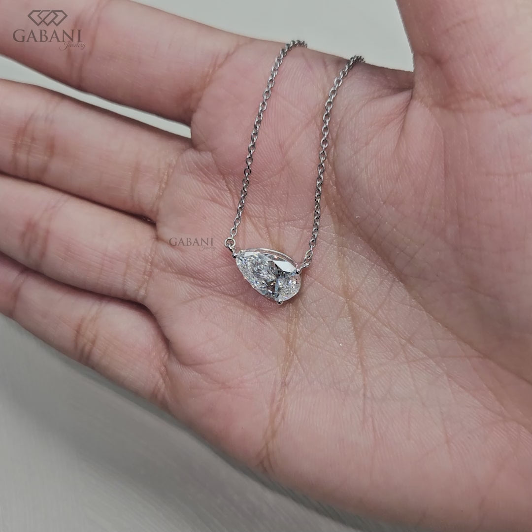 Pear cut Lab Grown Diamond Solitaire Pendant for Women