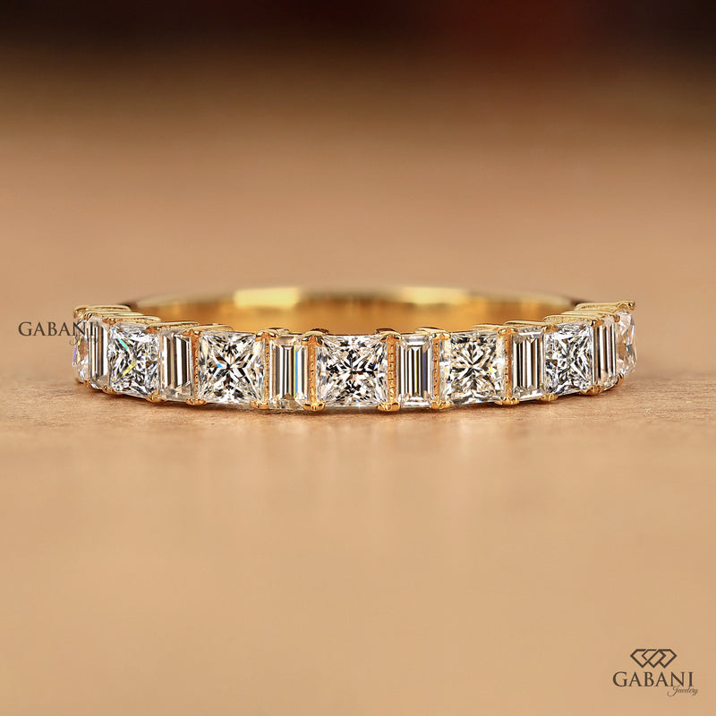 Princess and Baguette cut Lab Grown Diamond Wedding Band