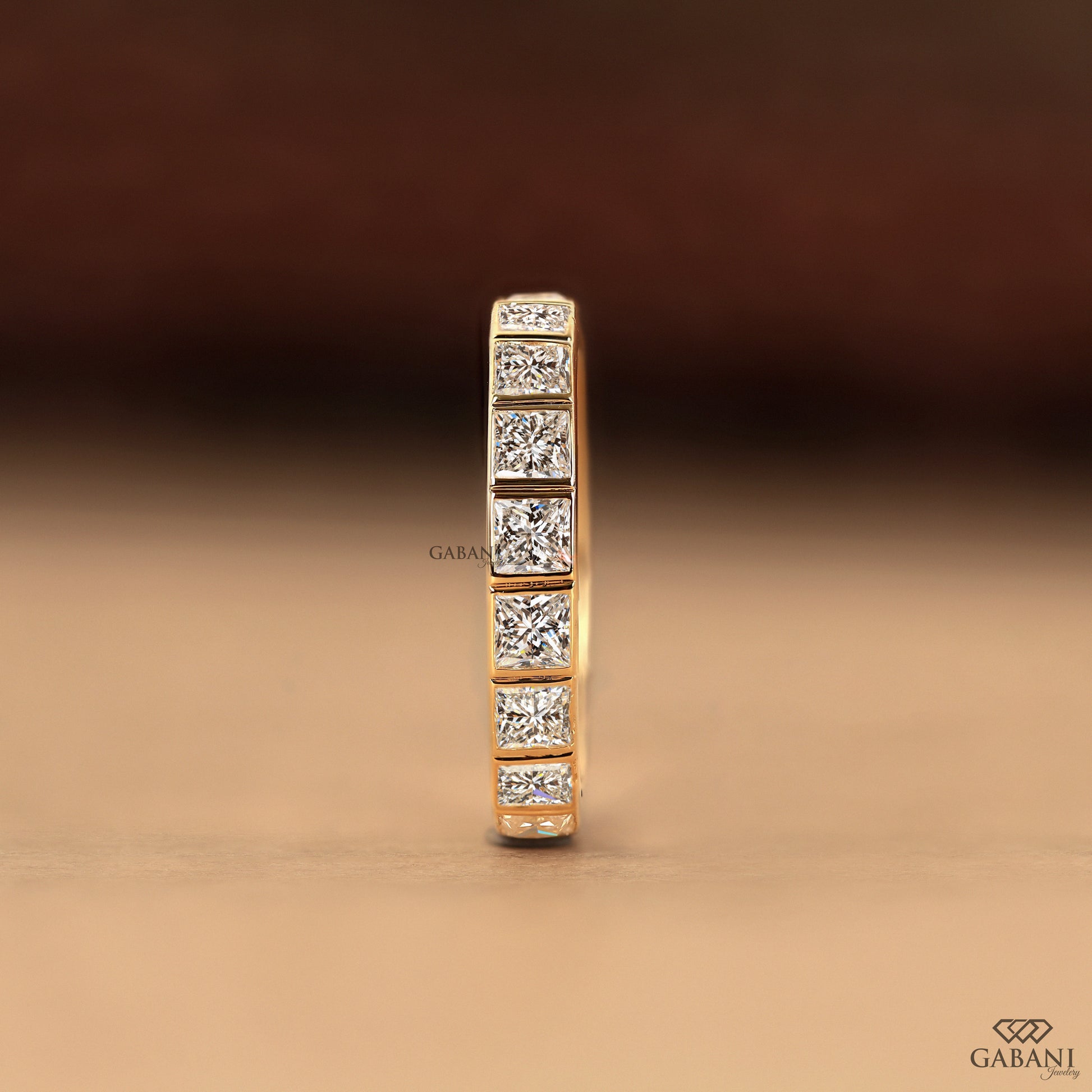 princess cut lab created diamond matching band with structured design
