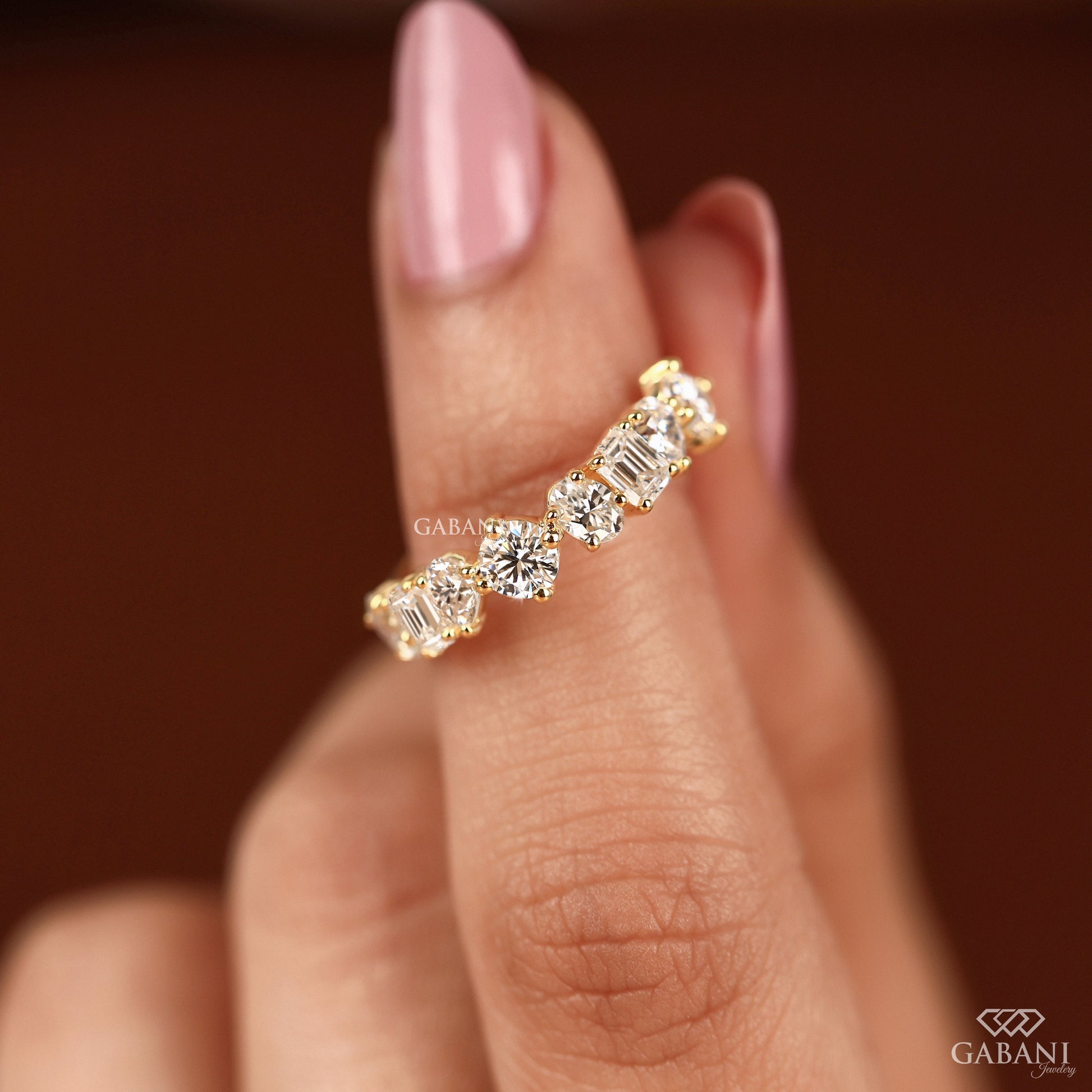half eternity wedding band with comfort fit design