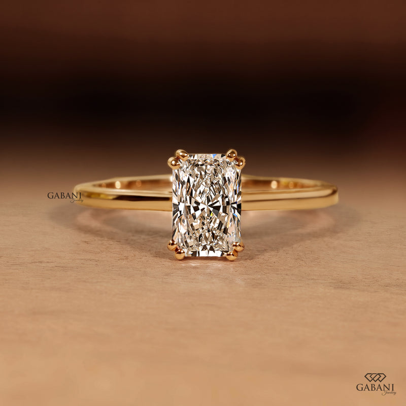 Radiant Cut Lab Grown Diamond Double Claw Prong Engagement Ring