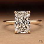 Radiant Cut Lab Grown Diamond Hidden Halo Engagement Ring in 14K Yellow Gold