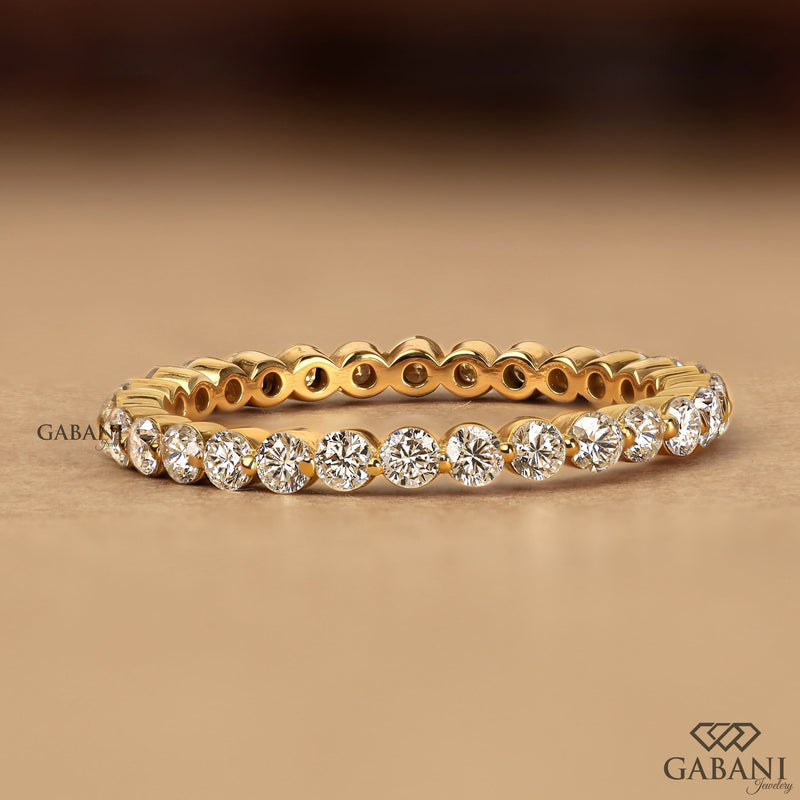 Round Cut Lab Grown Diamond Full Eternity Wedding Band