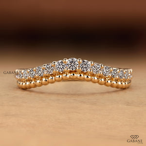 Curved Wedding Band For Women, Lab Grown Diamond Band