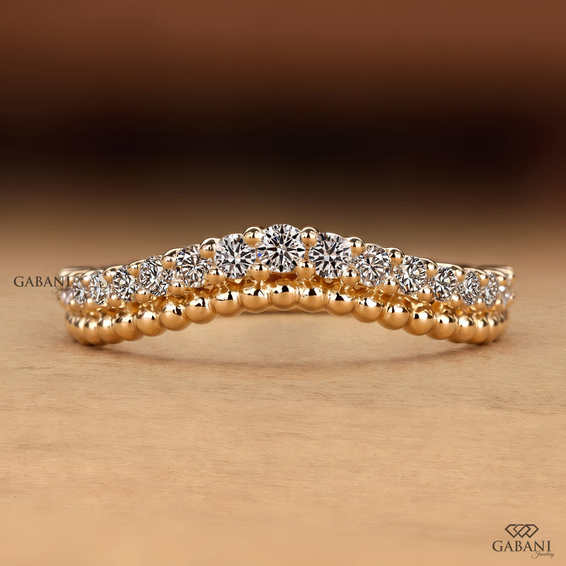 Curved Wedding Band For Women, Lab Grown Diamond Band