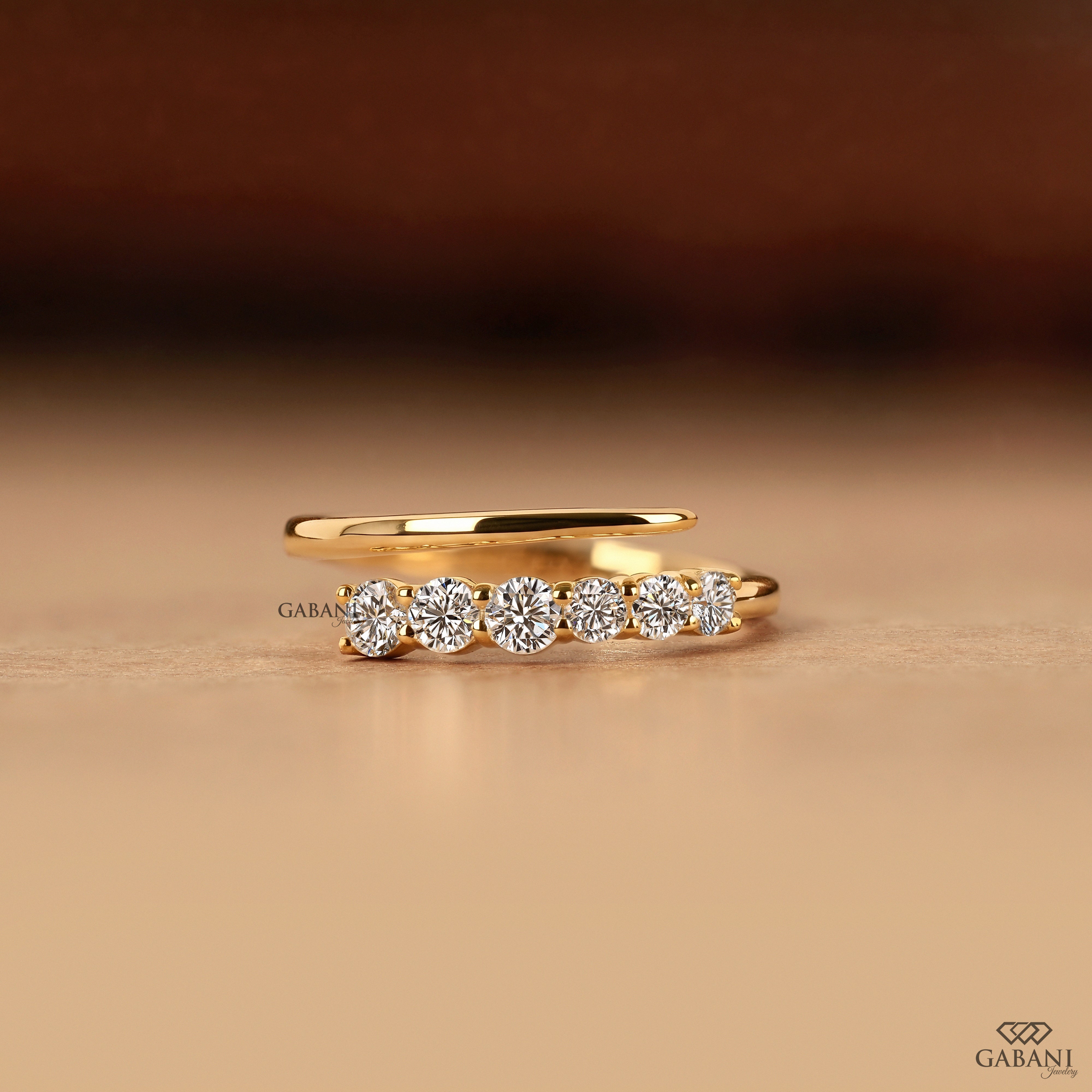 Round cut lab grown diamond seven stone wedding band