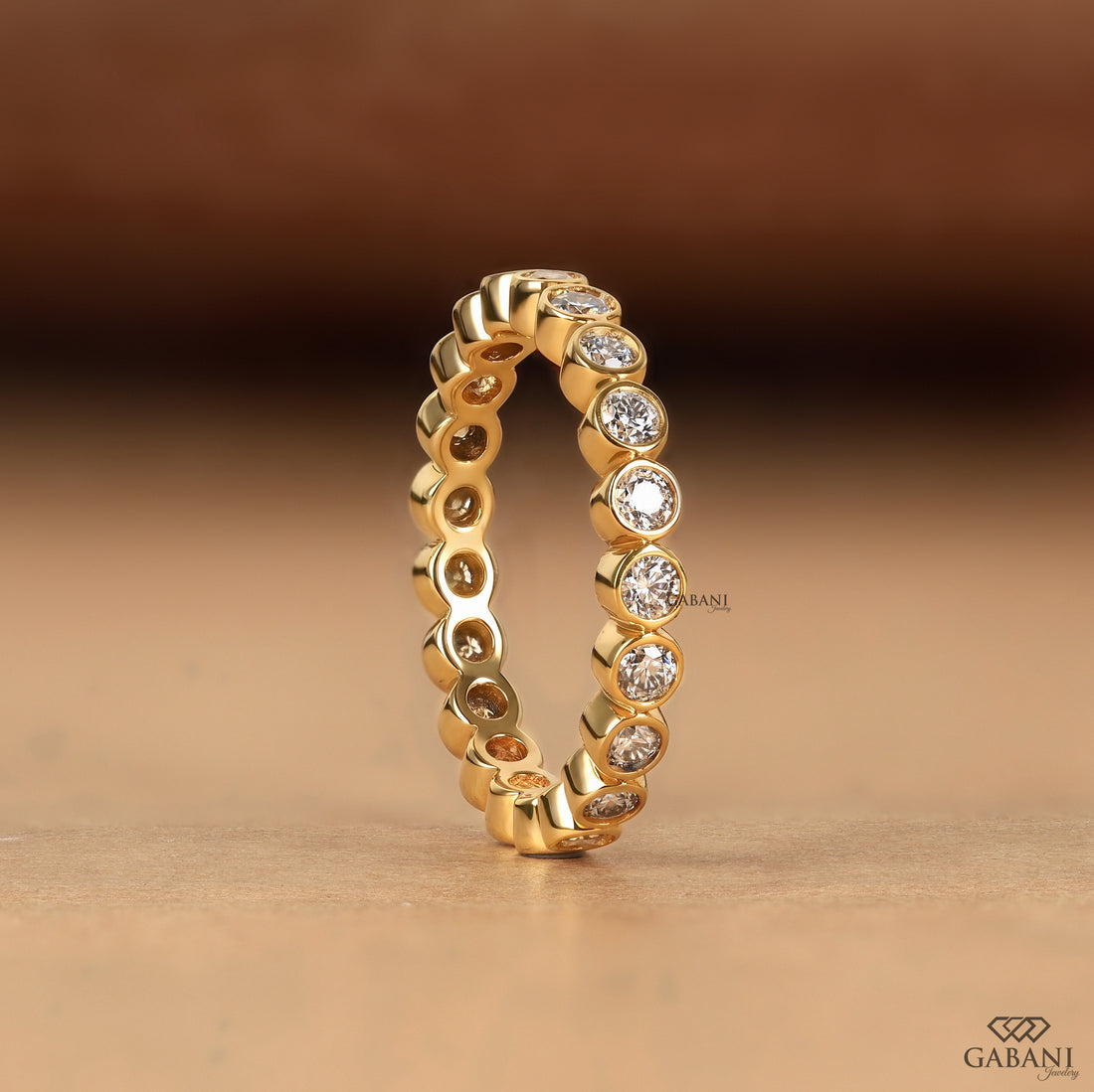 Bezel set round diamond eternity band