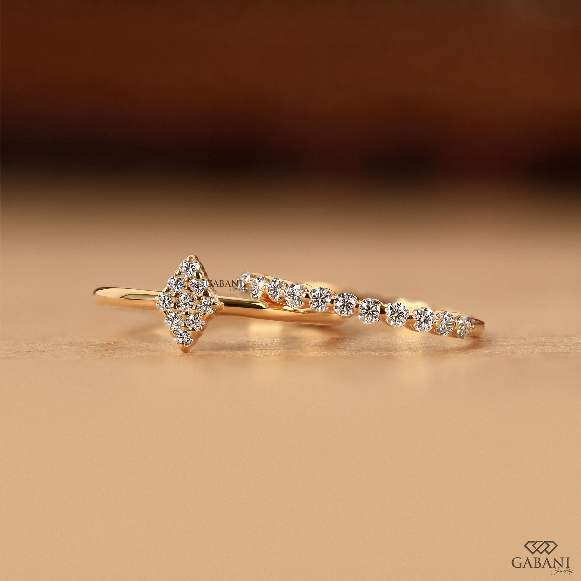 Slim round diamond wedding band with stackable design