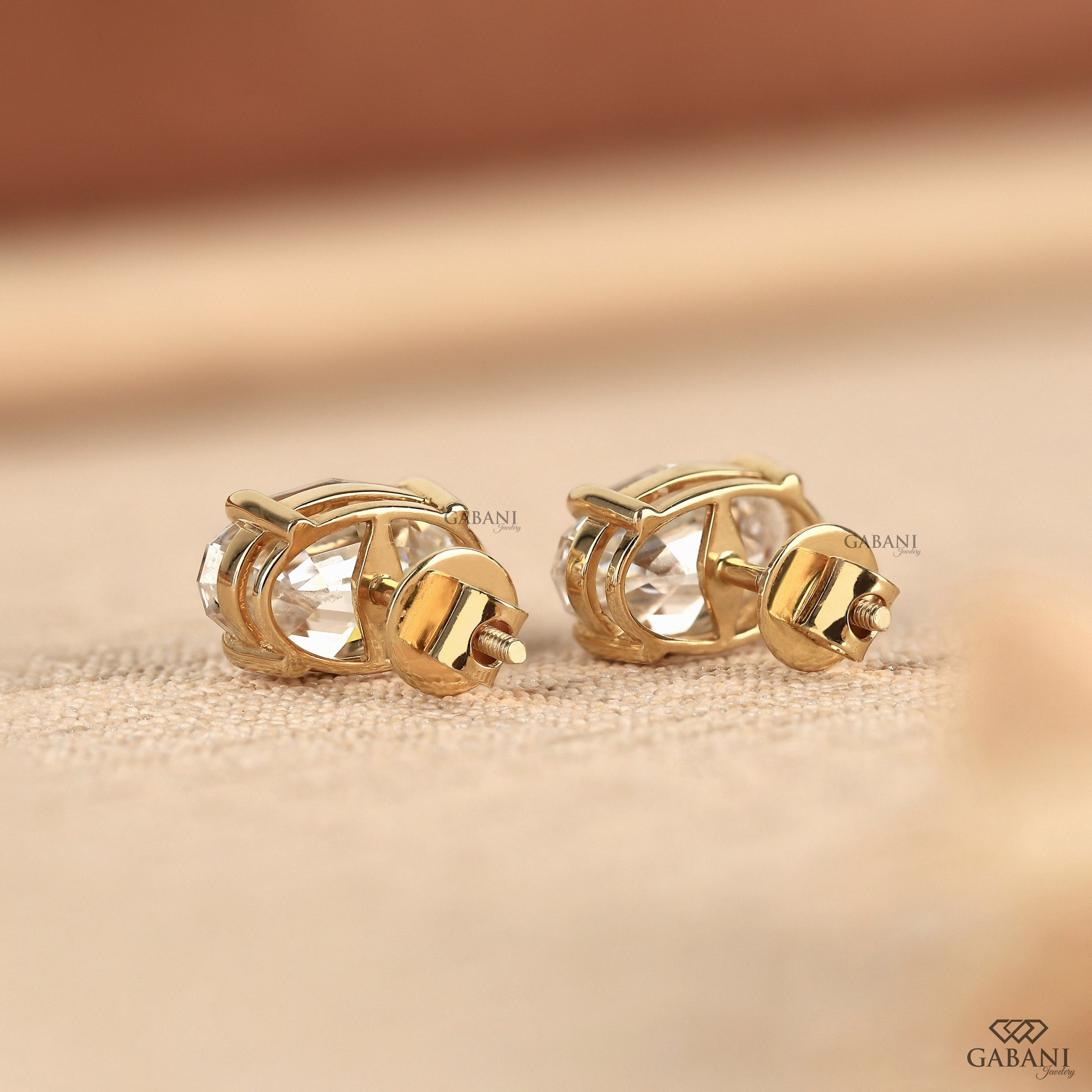 oval step cut lab grown diamond studs with push back option