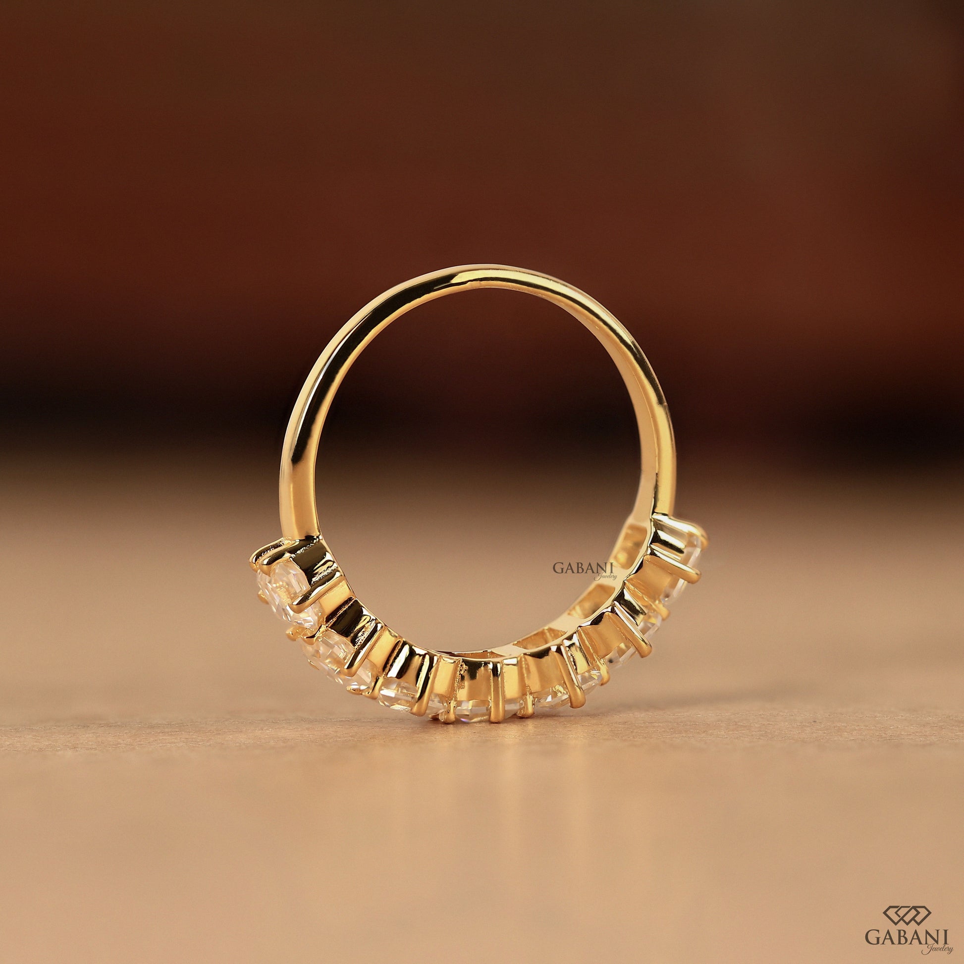 Asscher cut wedding band with lab created diamonds