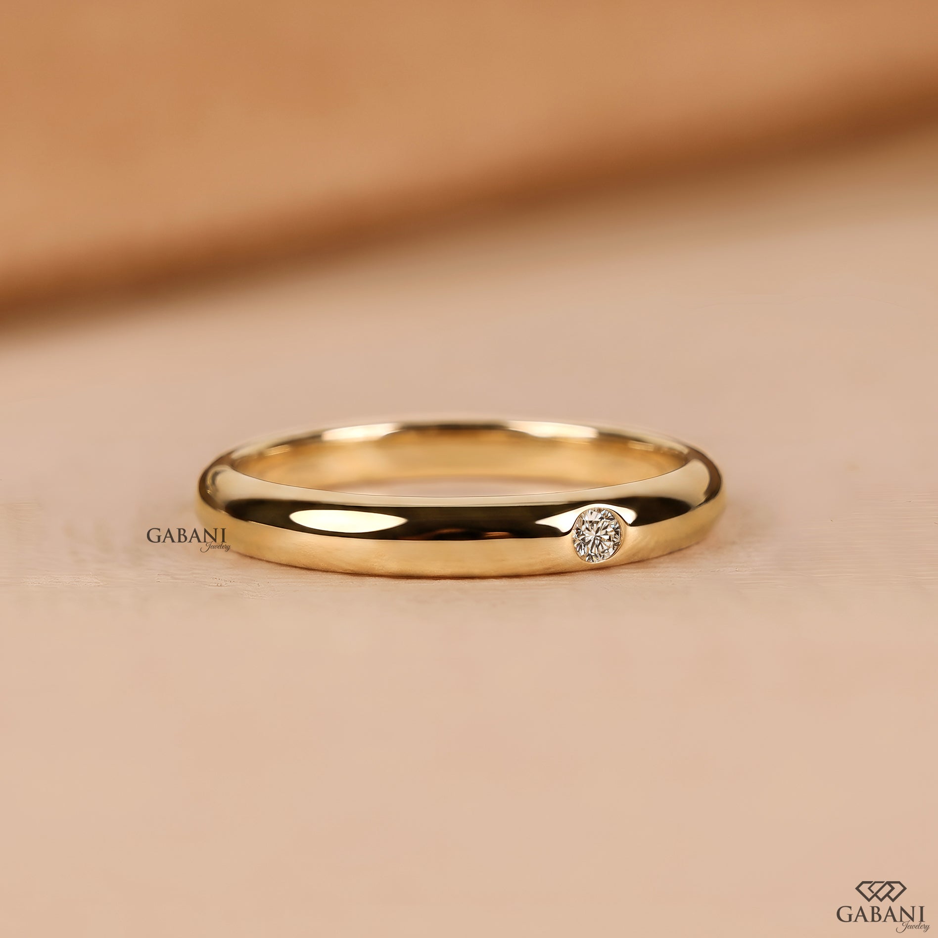 Natural diamond minimalist flush set wedding band
