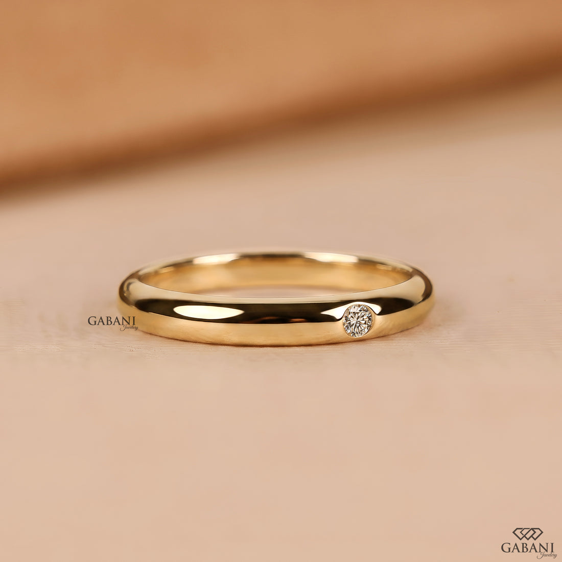 Natural diamond minimalist flush set wedding band
